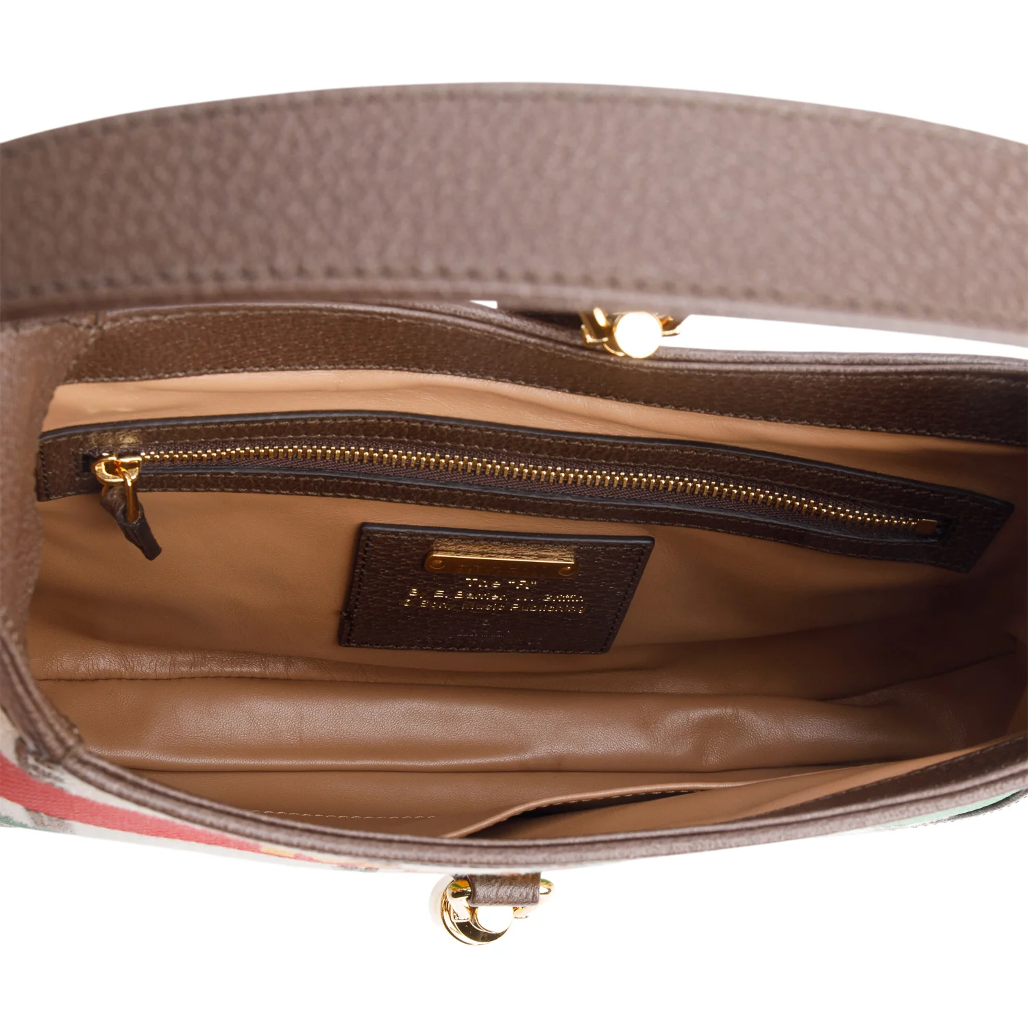 Gucci Neutral & Multicolor Music Is Mine Canvas Brown Leather Trim Small Jackie 1961 Shoulder Bag w/ Strap - Image 7
