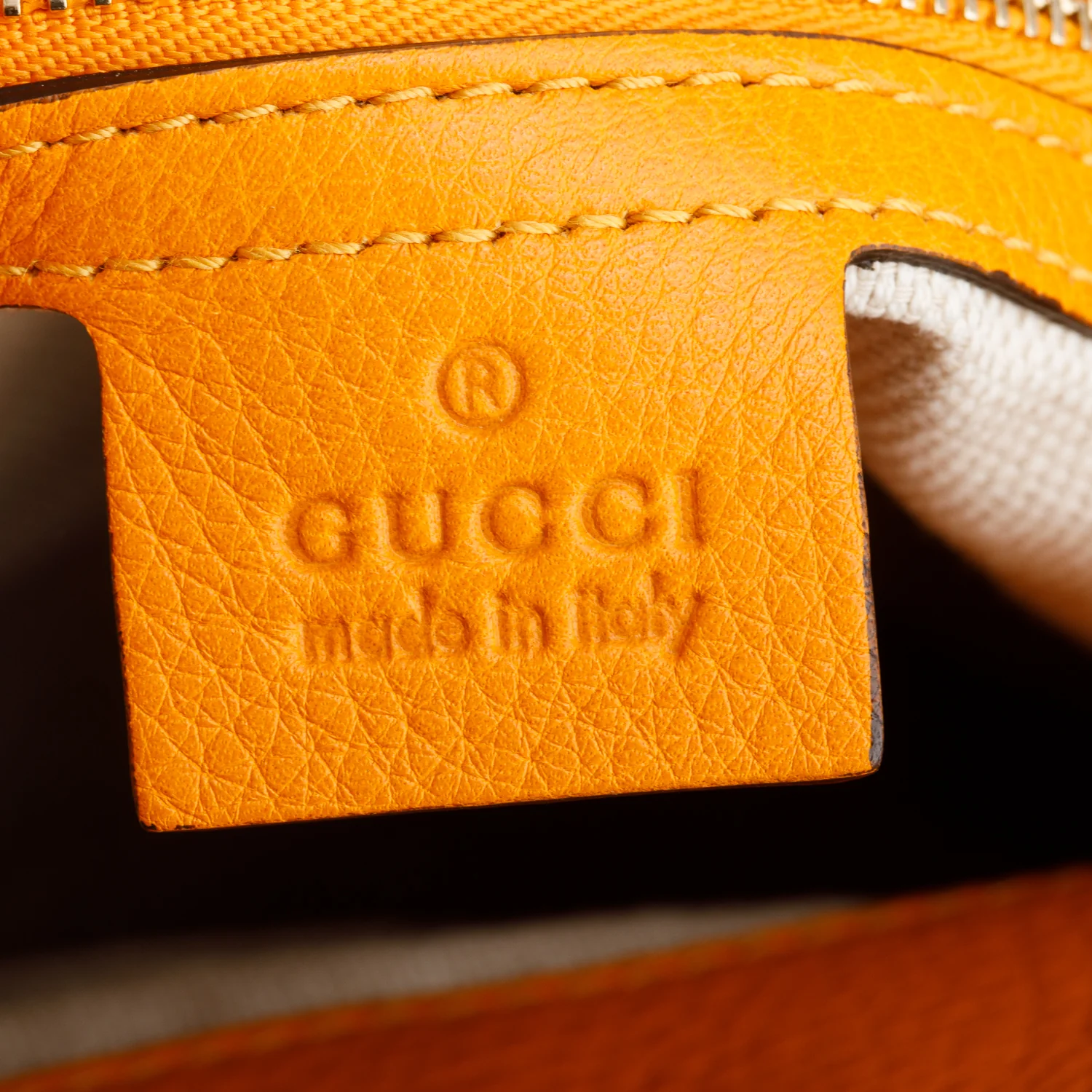 Gucci Orange Grained Leather Medium Soho Chain Tote - Image 9