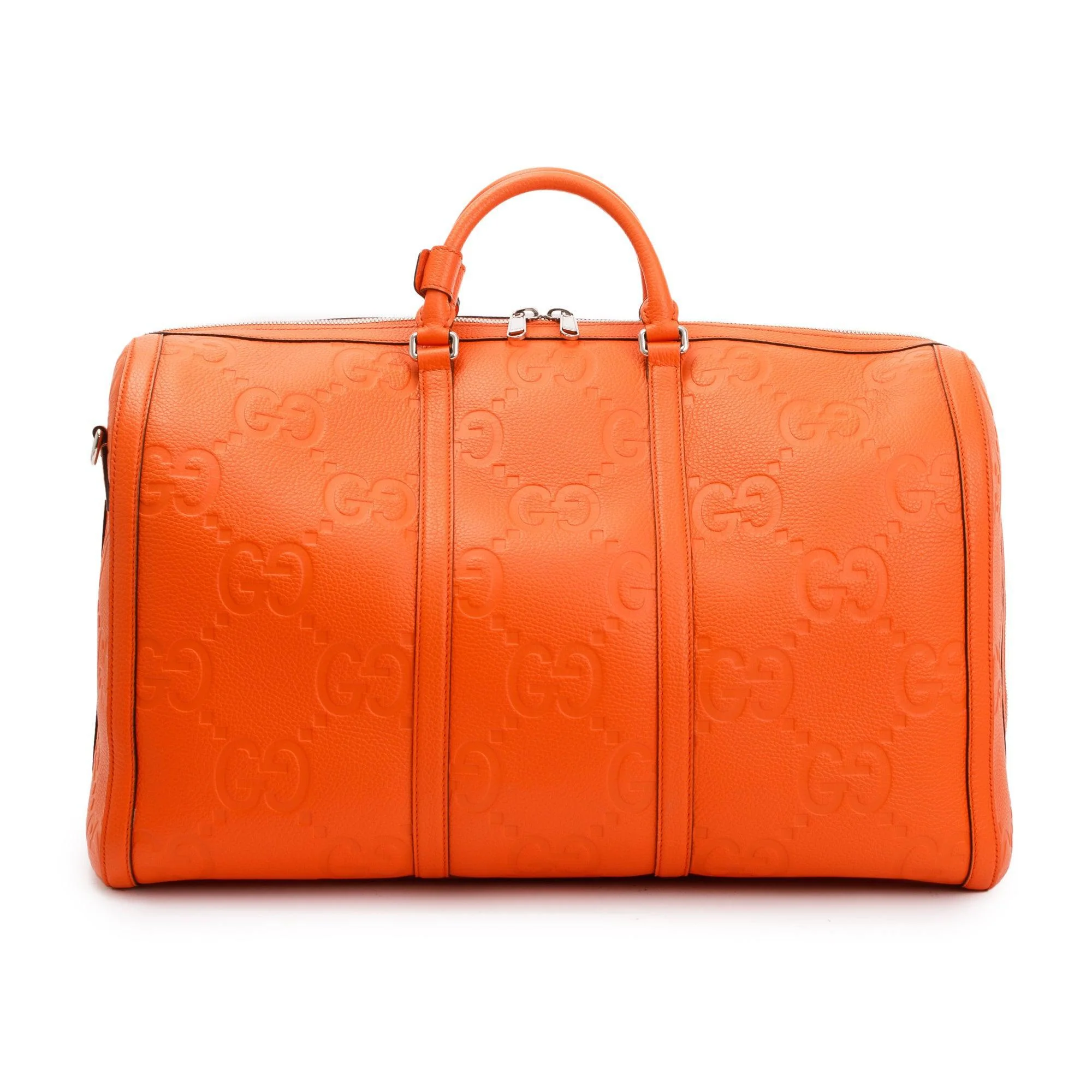 Gucci Orange Jumbo GG Leather Large Duffle Bag w/ Strap - Image 3
