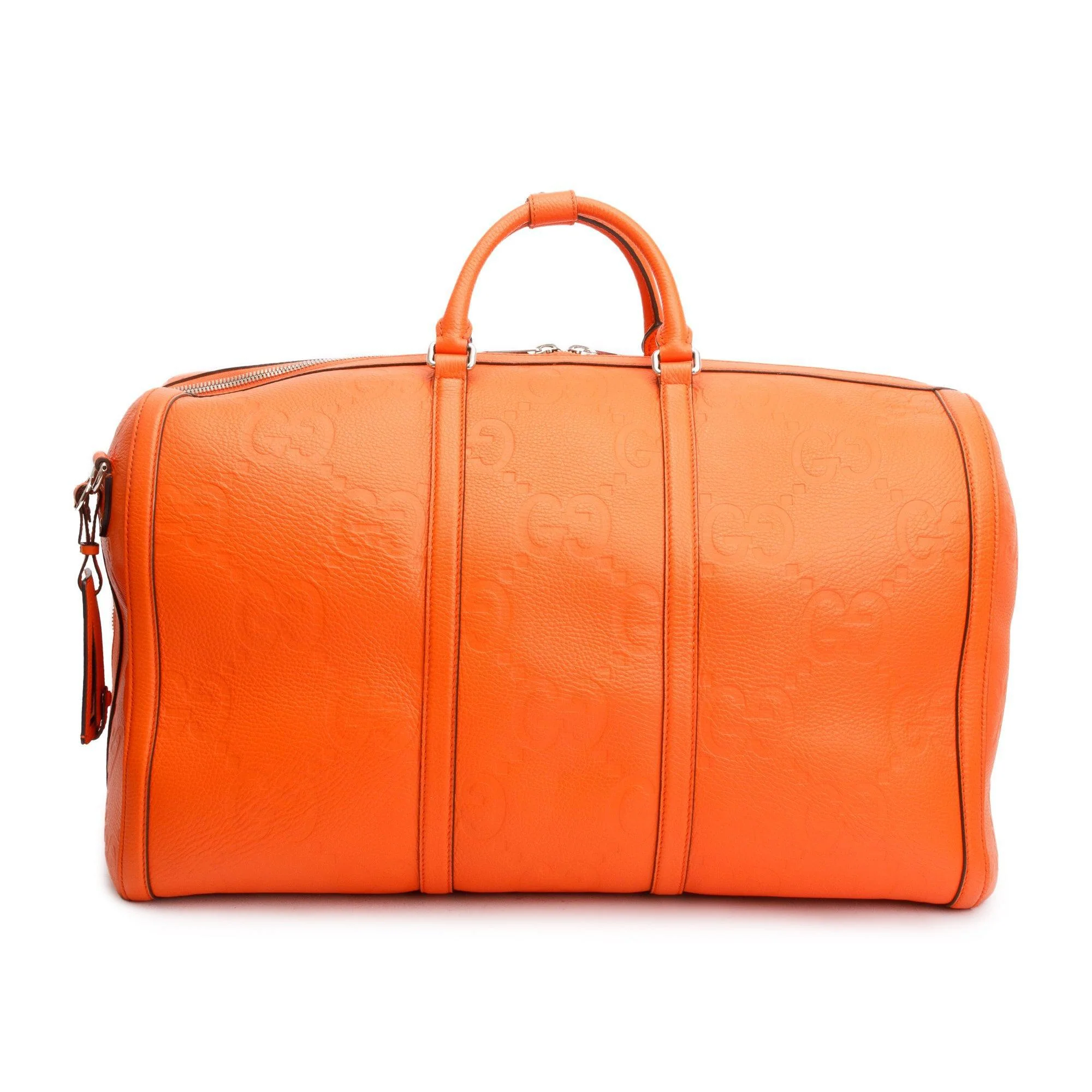 Gucci Orange Jumbo GG Leather Large Duffle Bag w/ Strap - Image 5