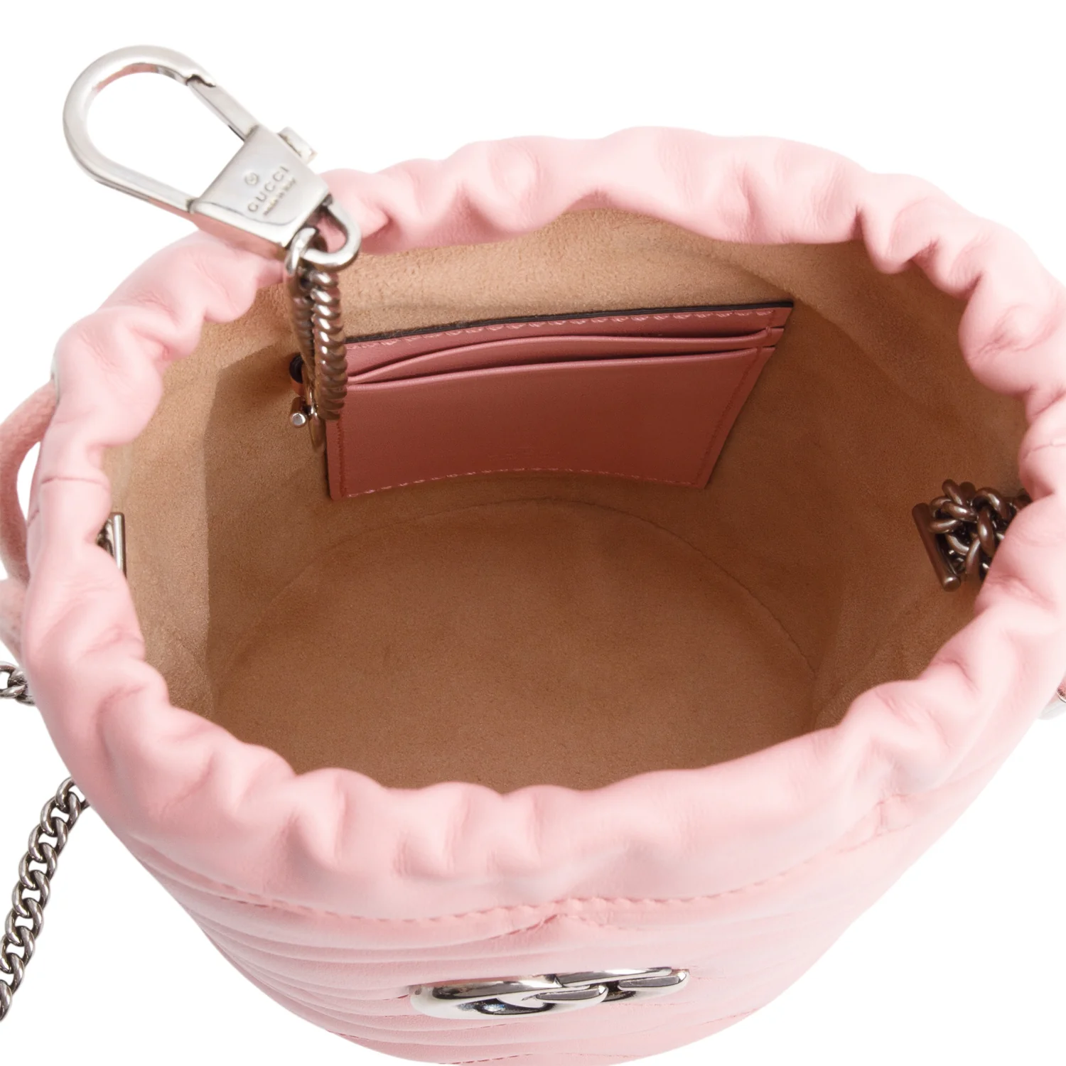 Gucci Pink Calfskin Leather GG Marmont Mini Bucket Bag w/ Box - Image 9