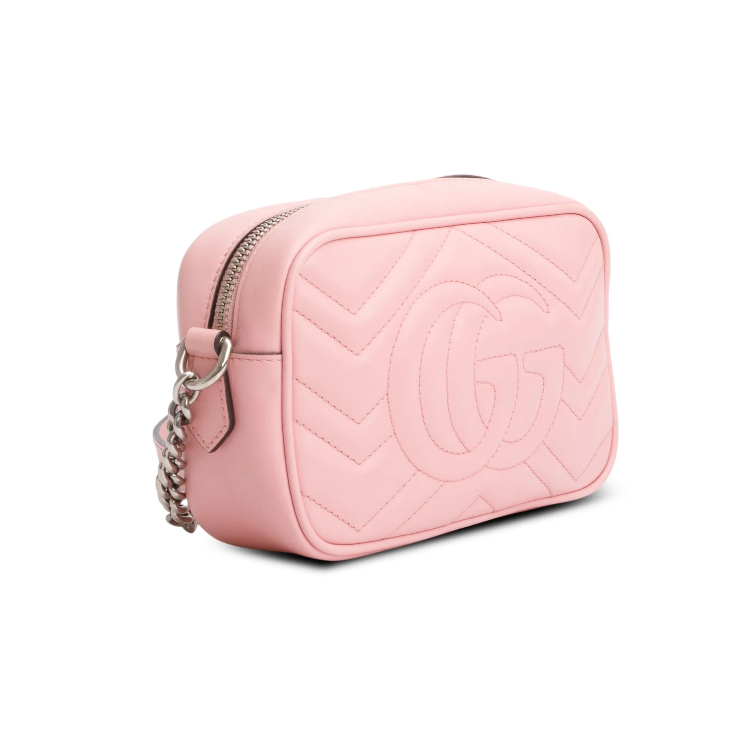 Gucci Pink Calfskin Matelasse Mini GG Marmont Camera Bag w/ Box - Image 7