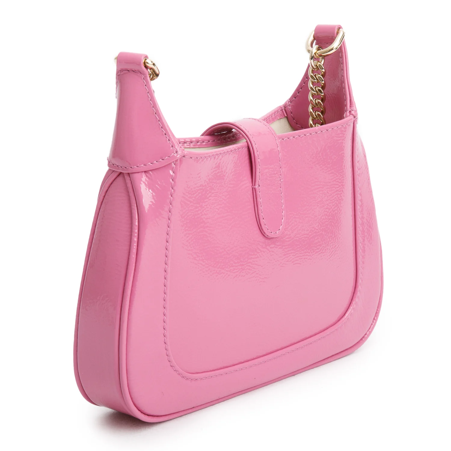 Gucci Pink Crinkled Patent Leather Mini Jackie Notte Bag - Image 6