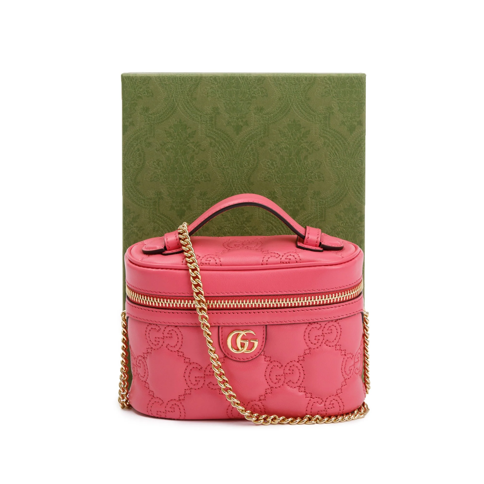Gucci Pink GG Marmont Matelasse Leather Mini Top Handle Bag - Image 3