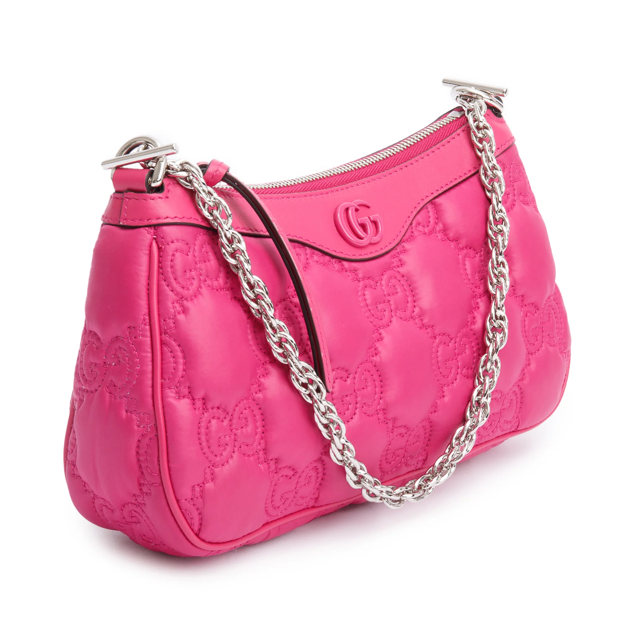Gucci Pink GG Quilted Matelasse Leather Small Chain Shoulder Bag w/ Strap & Box - Image 5