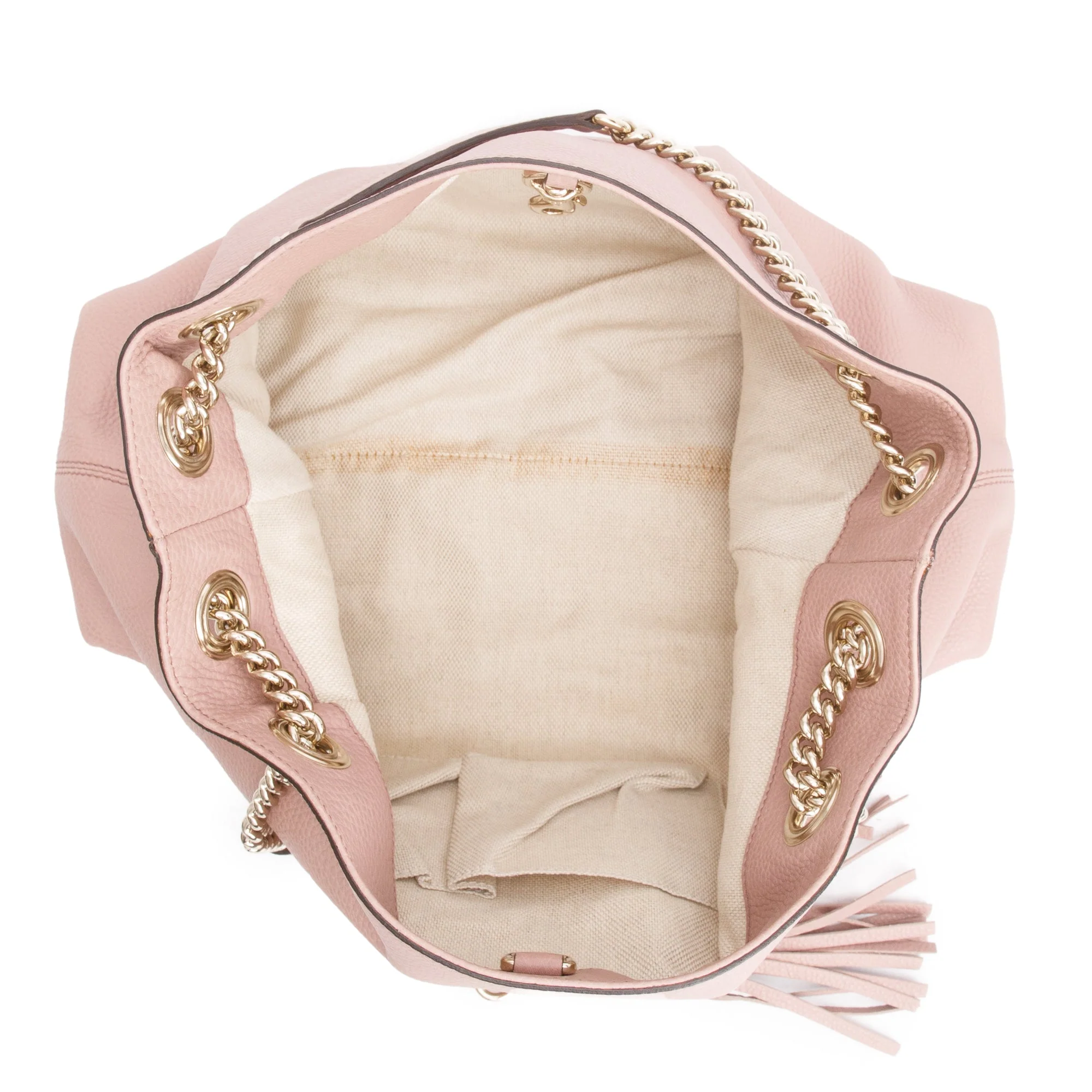Gucci Pink Grained Leather Medium Soho Chain Tote - Image 7