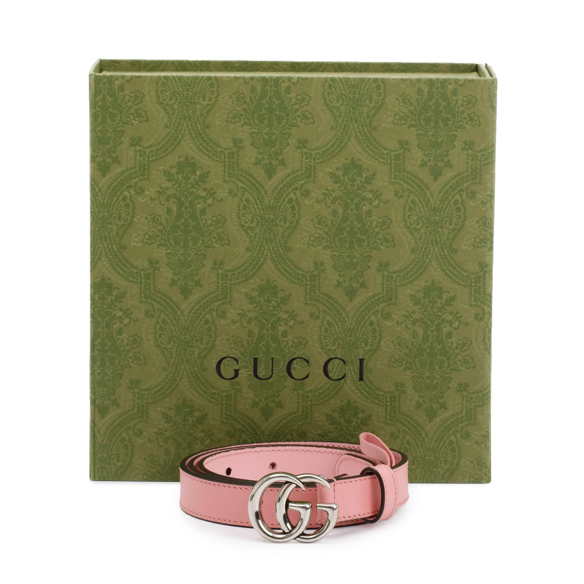 Gucci Pink Leather Thin Belt with Double G Buckle, 85 34 w/ Box - Image 2