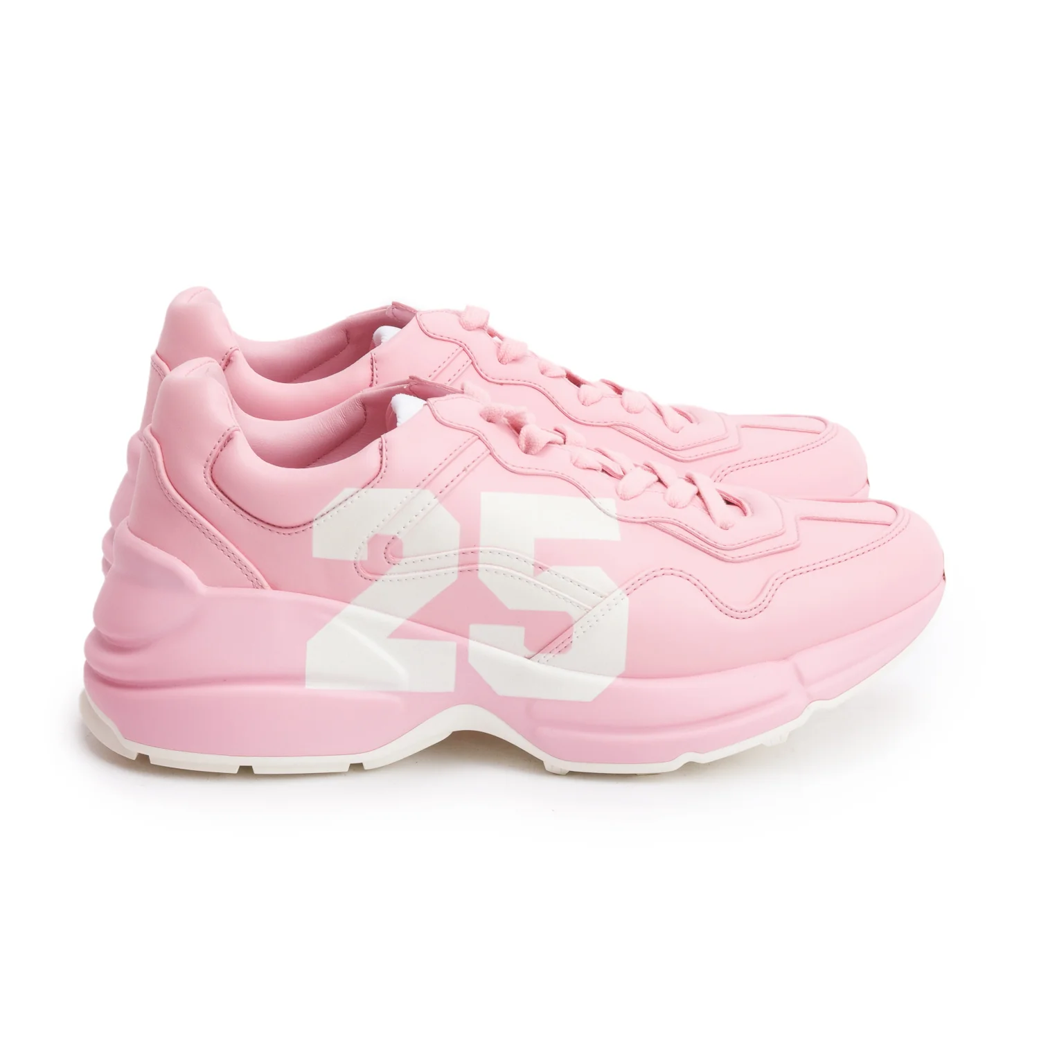 Gucci Pink Leather Women's Rhyton '25' Sneakers, Size 39 w/ Box - Image 3