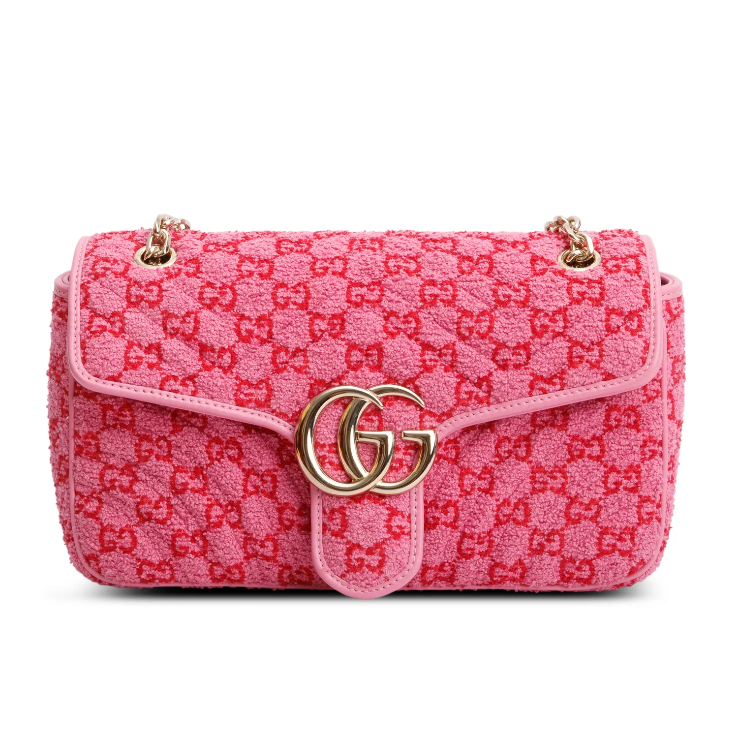 Gucci Pink Monogram Matelasse GG Marmont Boucle Medium Shoulder Bag w/ Box - Image 4