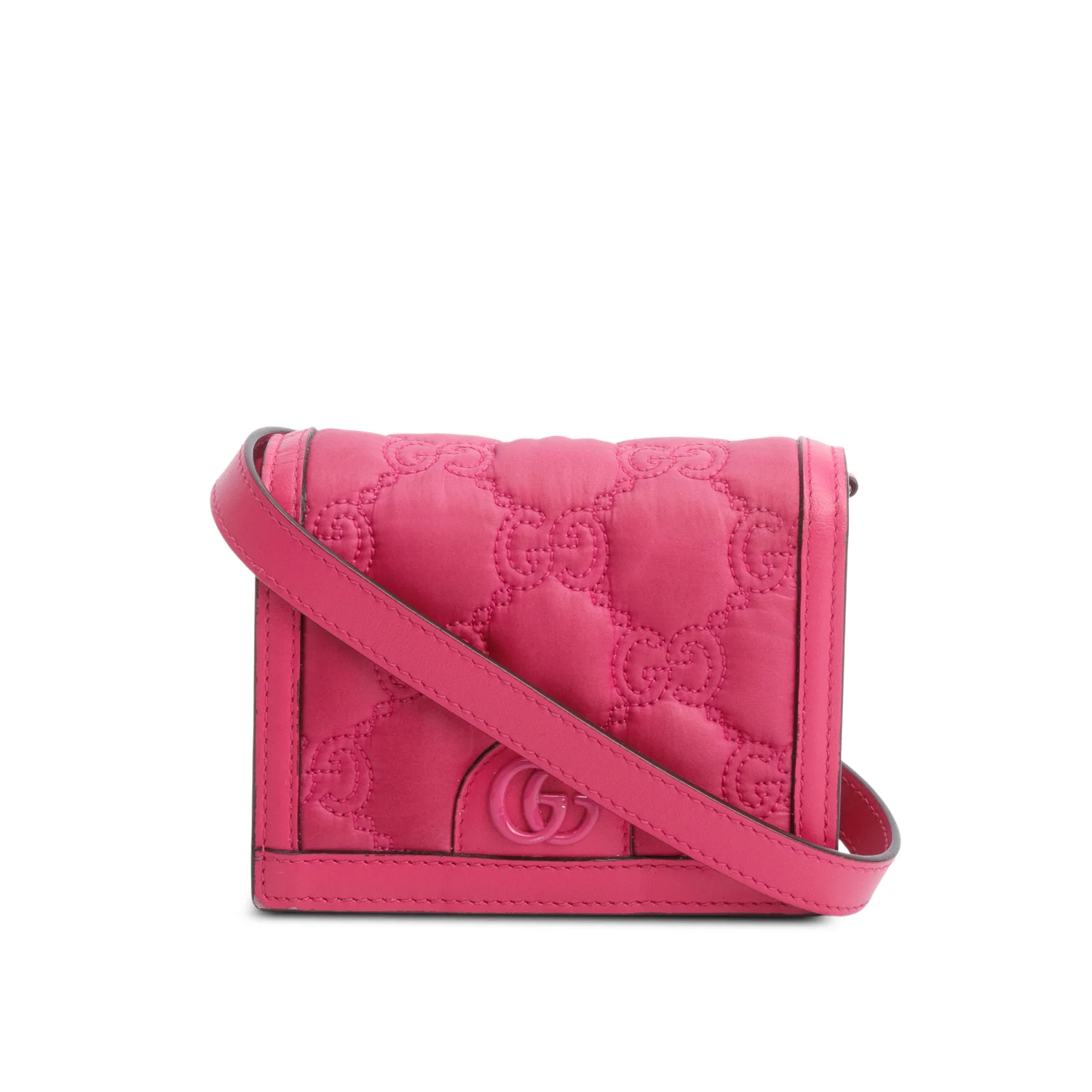 Gucci Pink Nylon Calfskin Enamel GG Matelasse Mini Bag w/ Strap