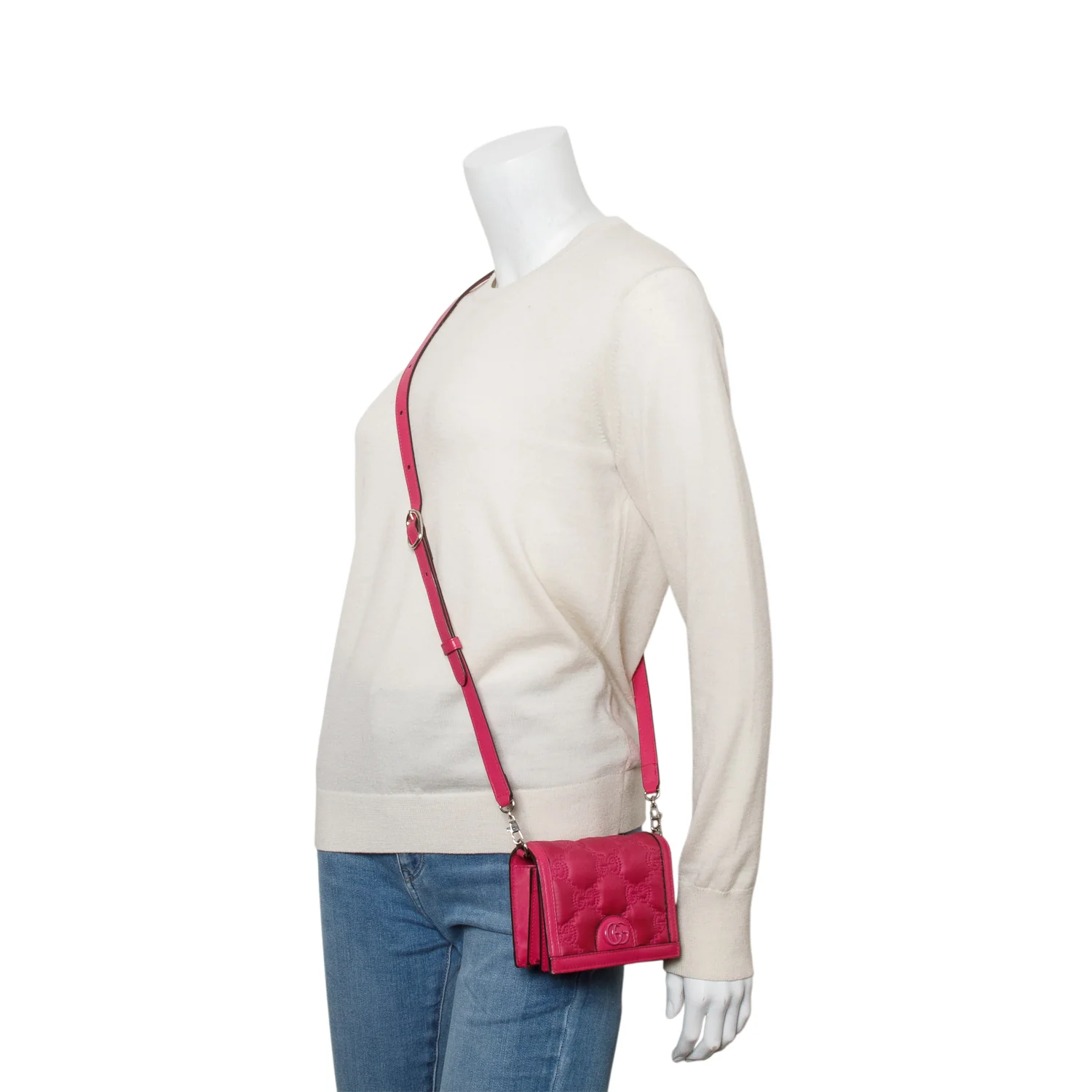 Gucci Pink Nylon Calfskin Enamel GG Matelasse Mini Bag w/ Strap - Image 2