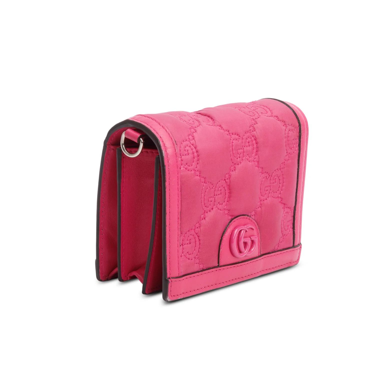 Gucci Pink Nylon Calfskin Enamel GG Matelasse Mini Bag w/ Strap - Image 4