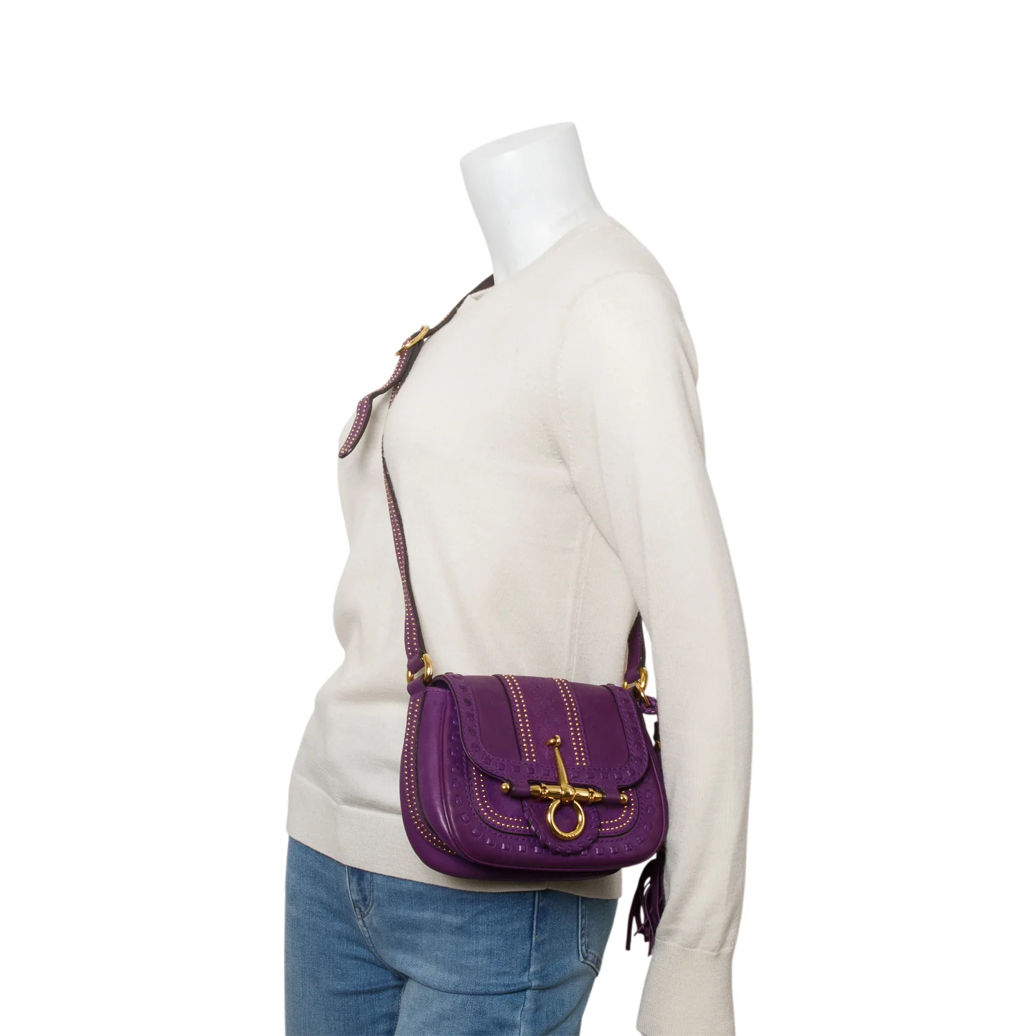 Gucci Purple Calfskin Small Snaffle Bit Shoulder Bag - Image 2