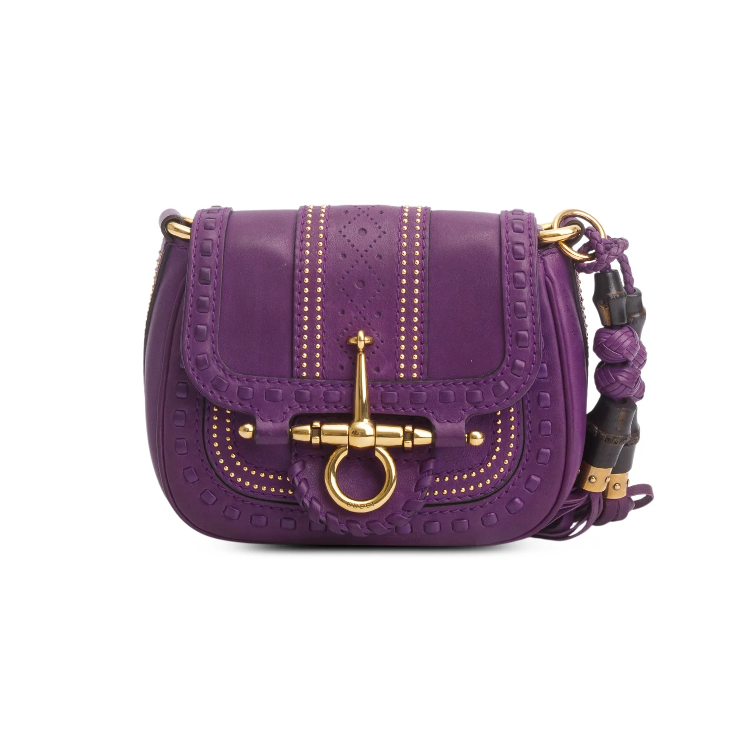 Gucci Purple Calfskin Small Snaffle Bit Shoulder Bag - Image 3