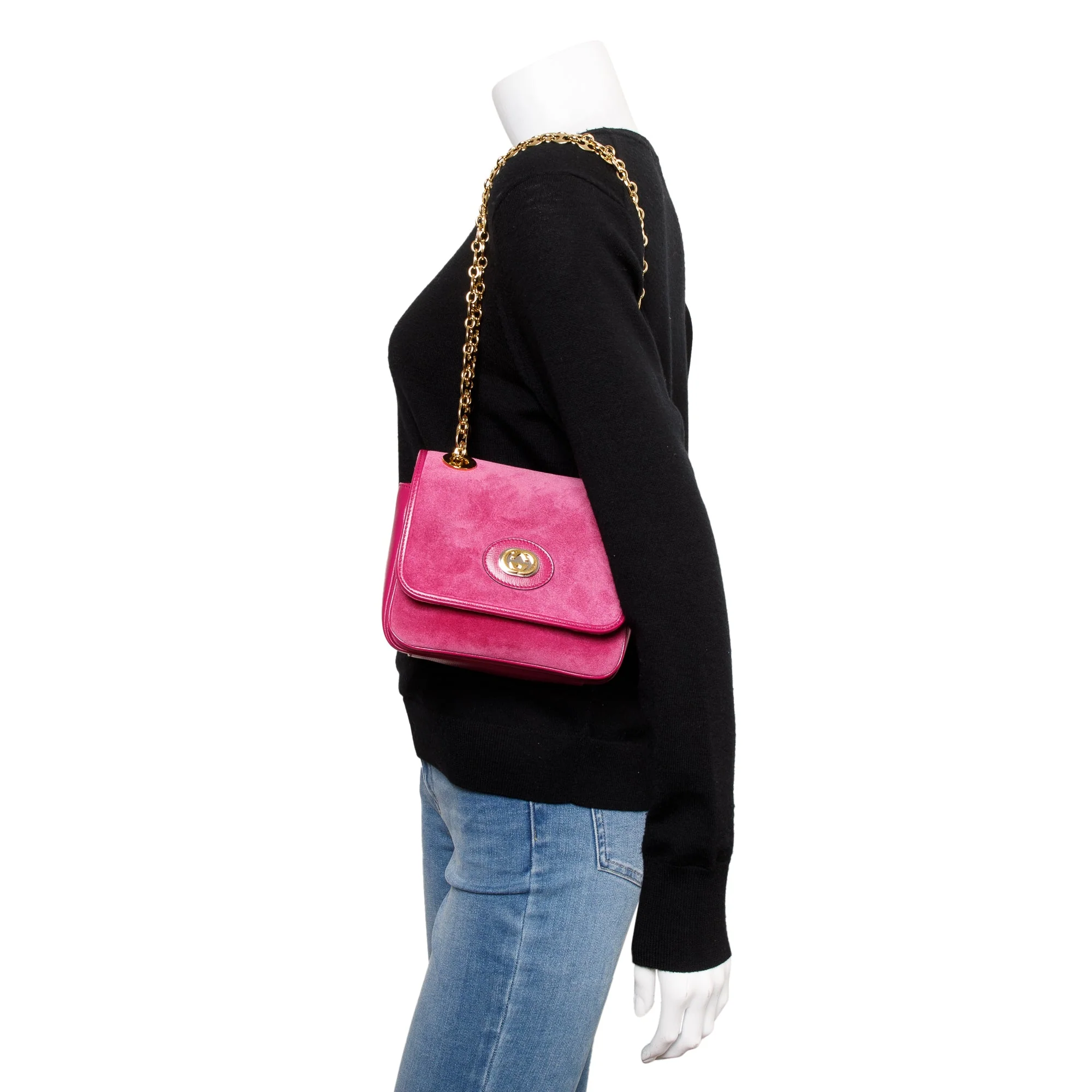Gucci Purple Suede Calfskin Leather Mini Marina Chain Shoulder Bag - Image 2