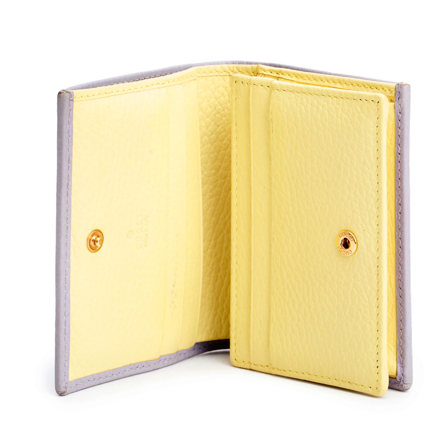 Gucci Purple/Yellow Pebbled Grained Calfskin GG Marmont Card Case - Image 7