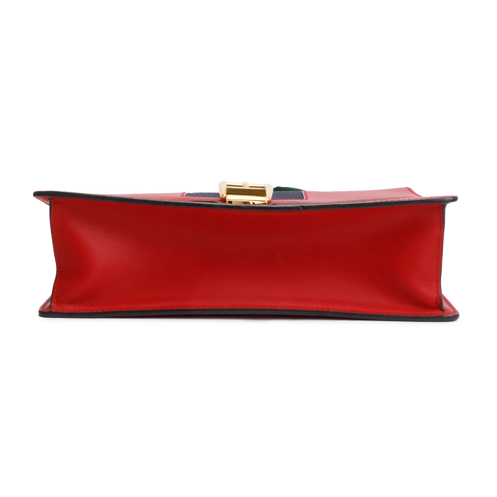 Gucci Red Calfskin Leather Web Small Sylvie Chain Shoulder Bag - Image 4