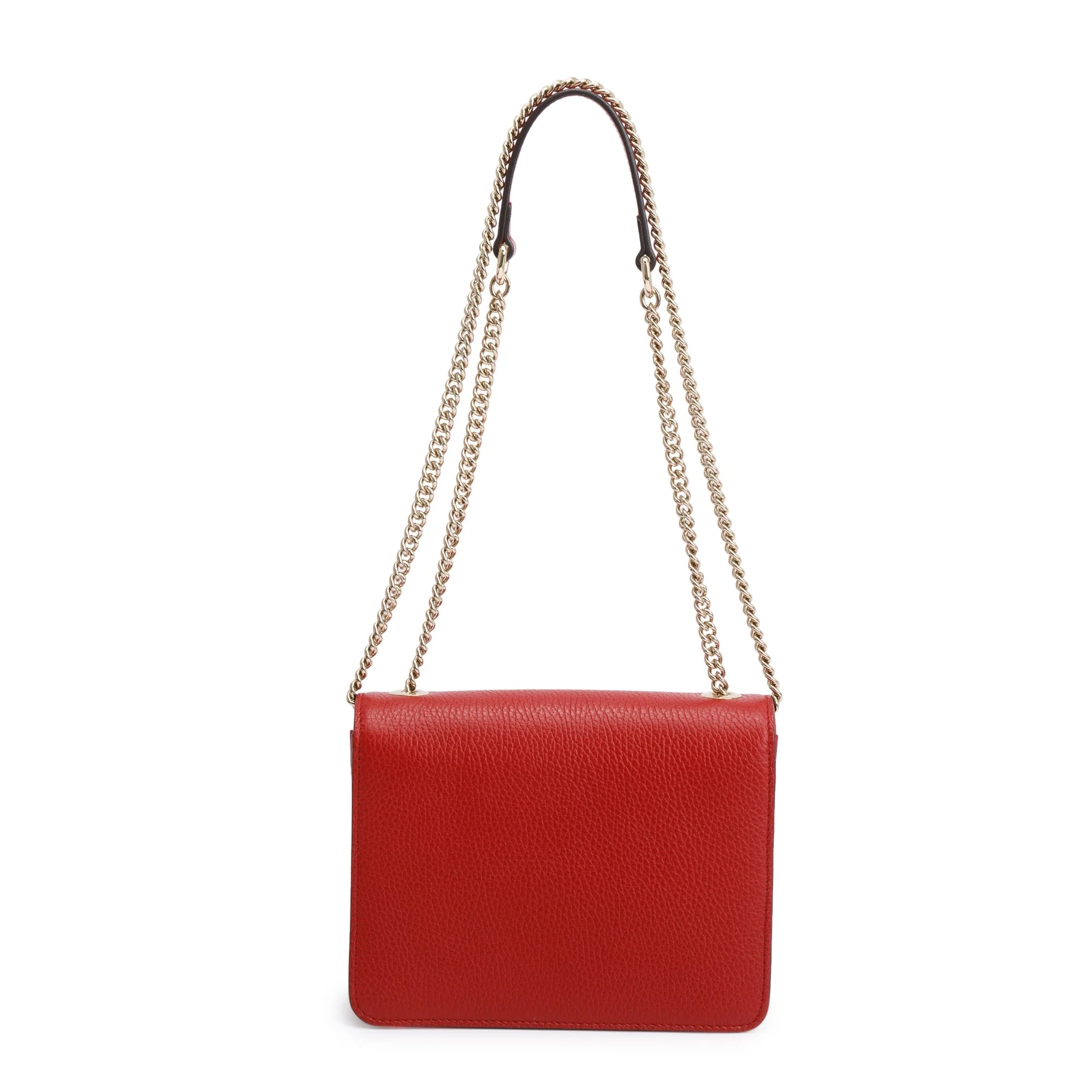Gucci Red Dollar Calfskin Leather Interlocking GG Small Chain Shoulder Bag - Image 5
