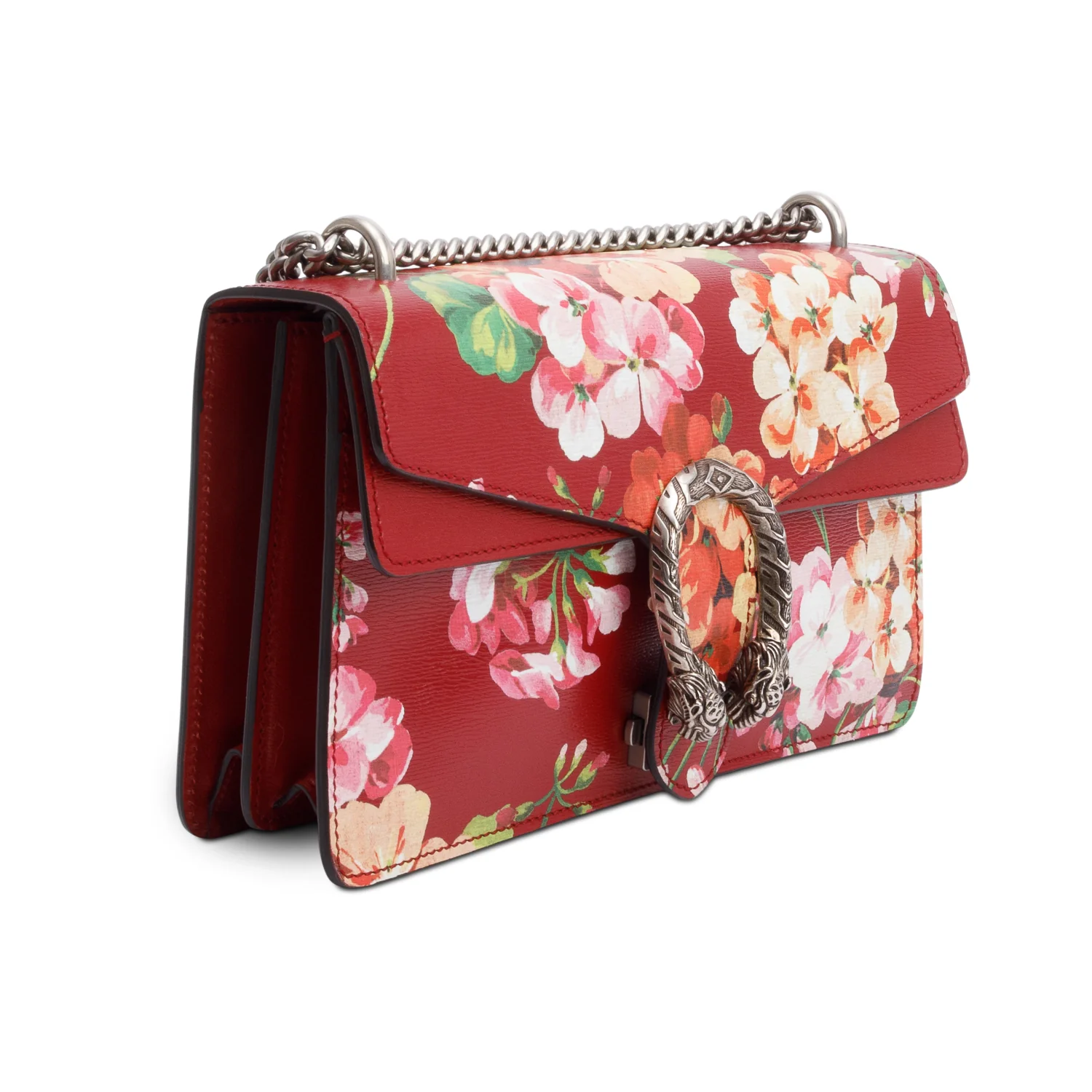 Gucci Red Floral Print Calfskin Leather Small Dionysus Shoulder Bag - Image 4