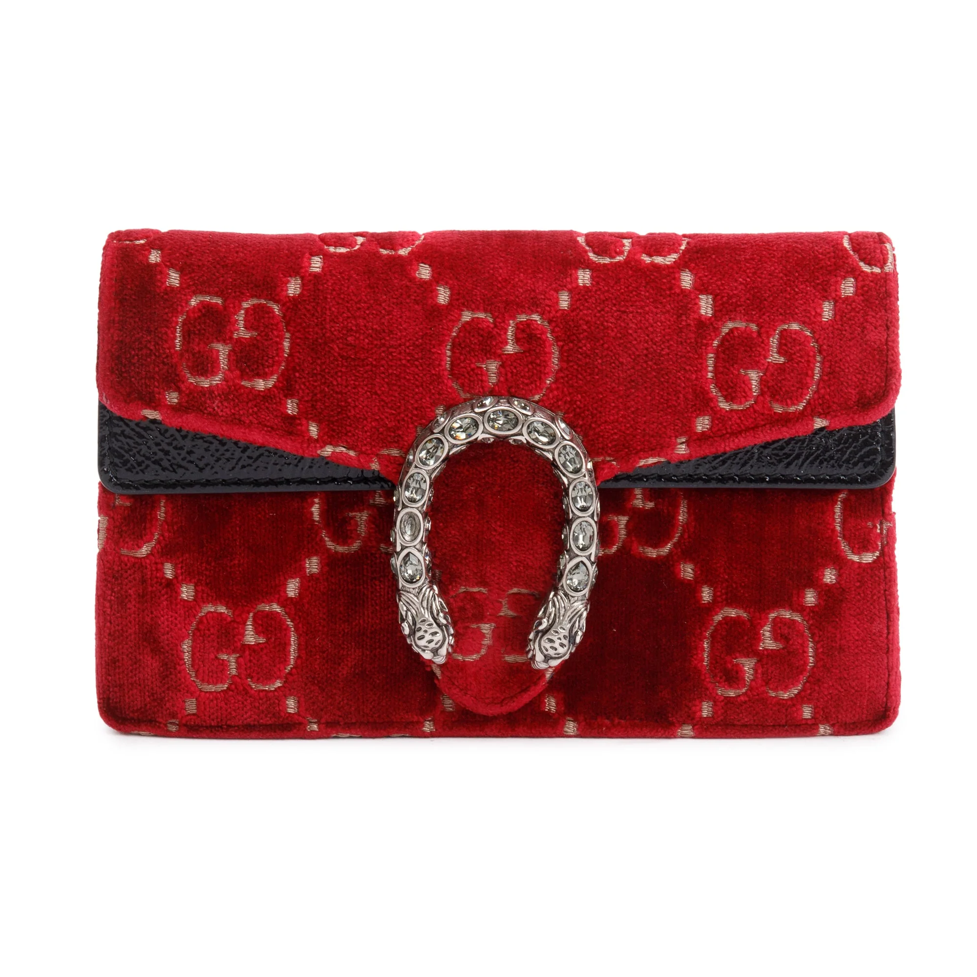 Gucci Red GG Embossed Velvet Dionysus Super Mini Bag - Image 3