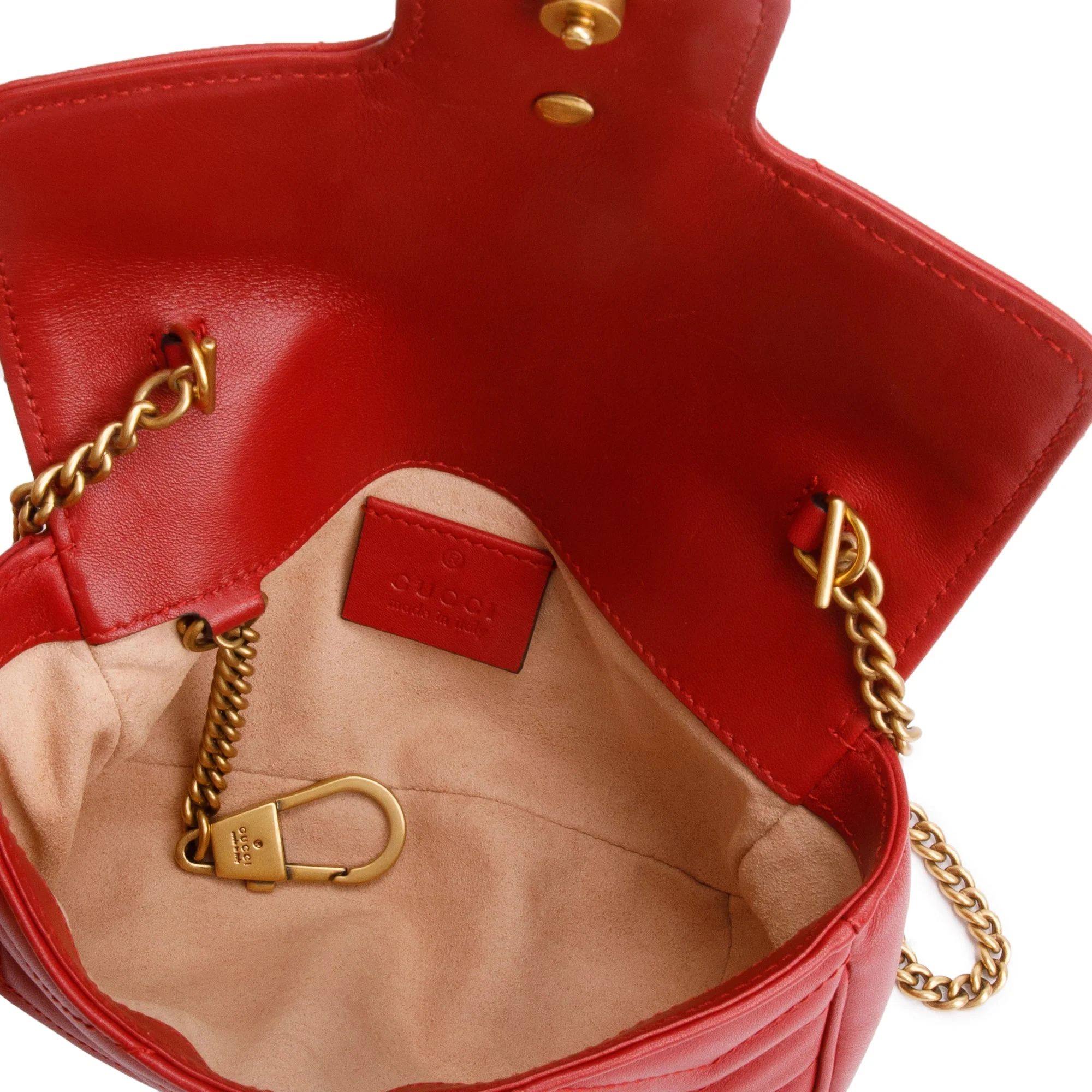 Gucci Red GG Marmont Matelasse Leather Super Mini Bag - Image 7