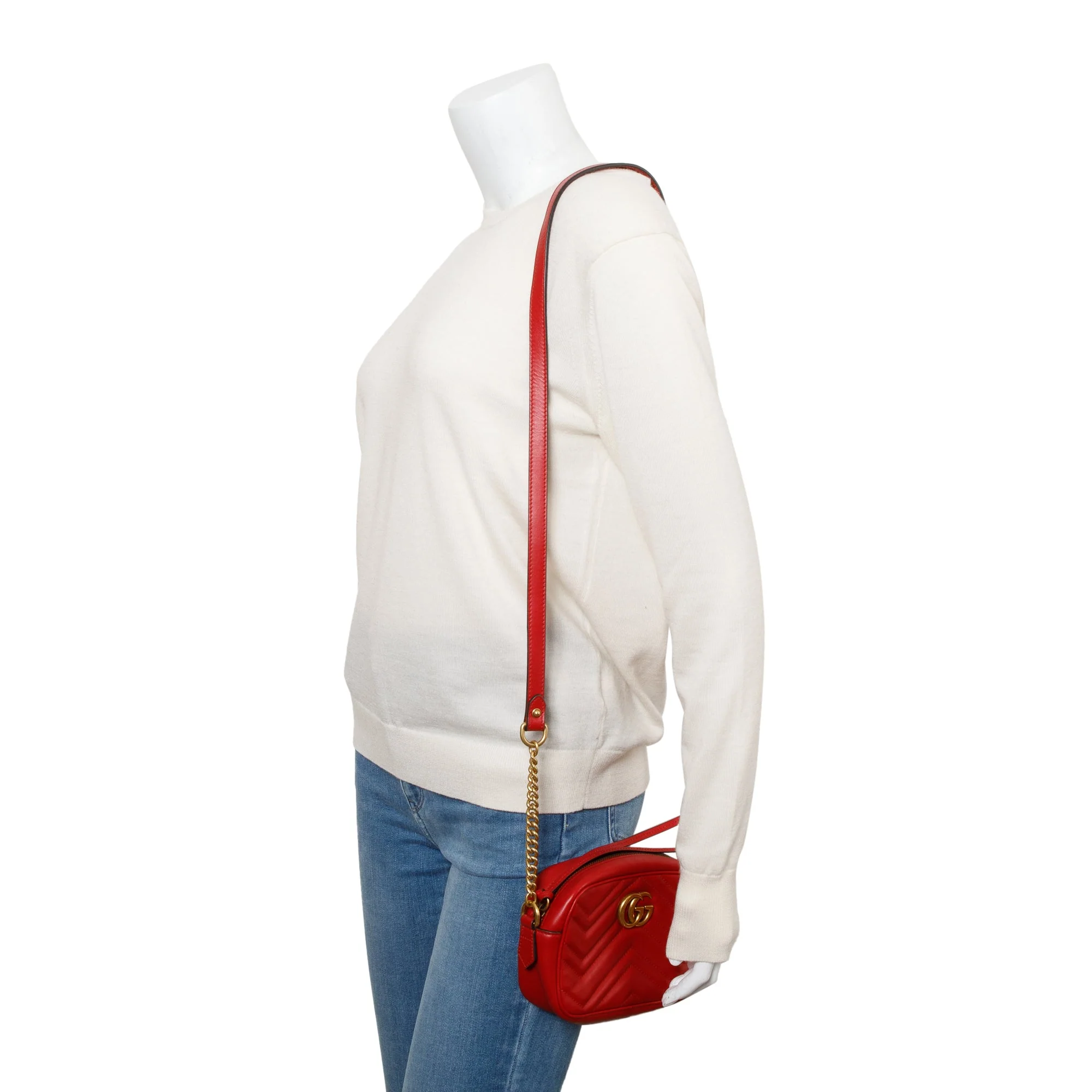 Gucci Red GG Marmont Matelasse Mini Shoulder Bag - Image 2