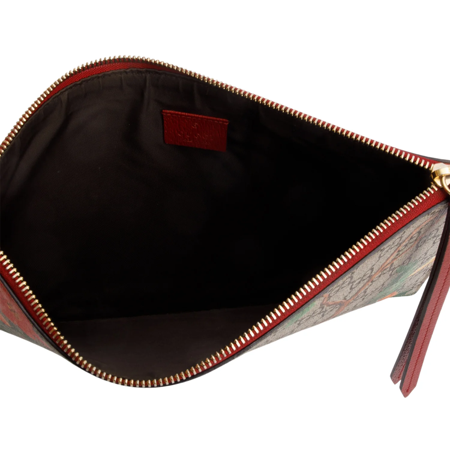 Gucci Red GG Supreme Monogram Tian Large Zip Pouch w/ Box - Image 6