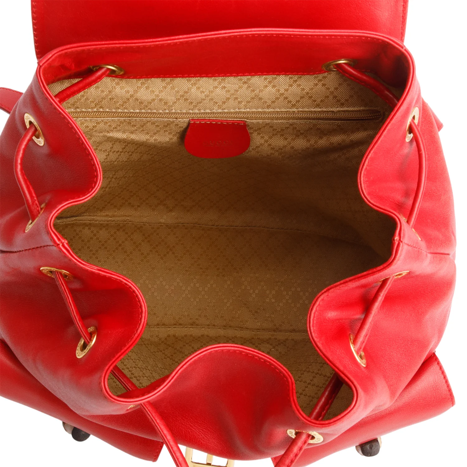Gucci Red Glossy Calfskin Bamboo Backpack - Image 7