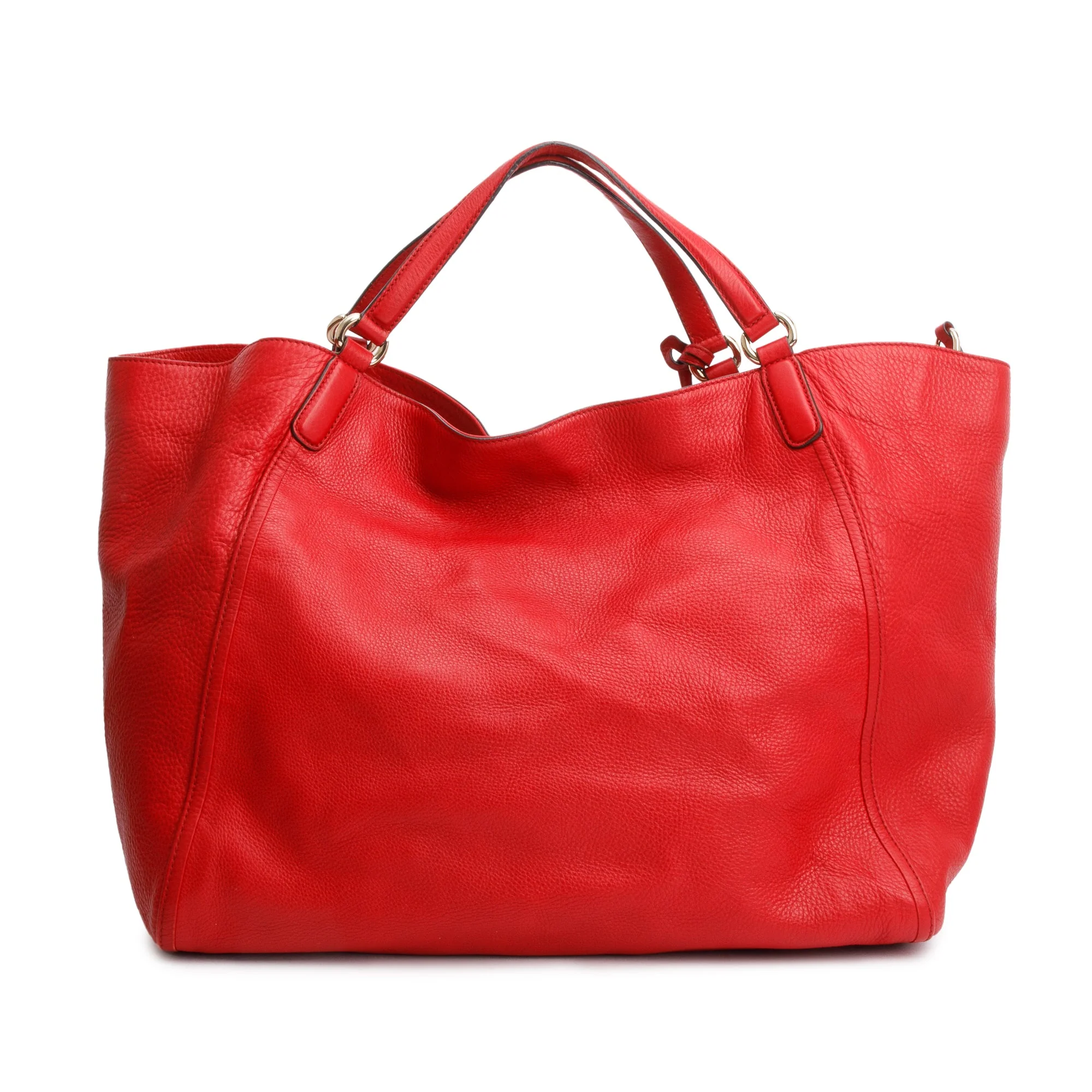 Gucci Red Grained Leather Large Soho Tote - Image 3