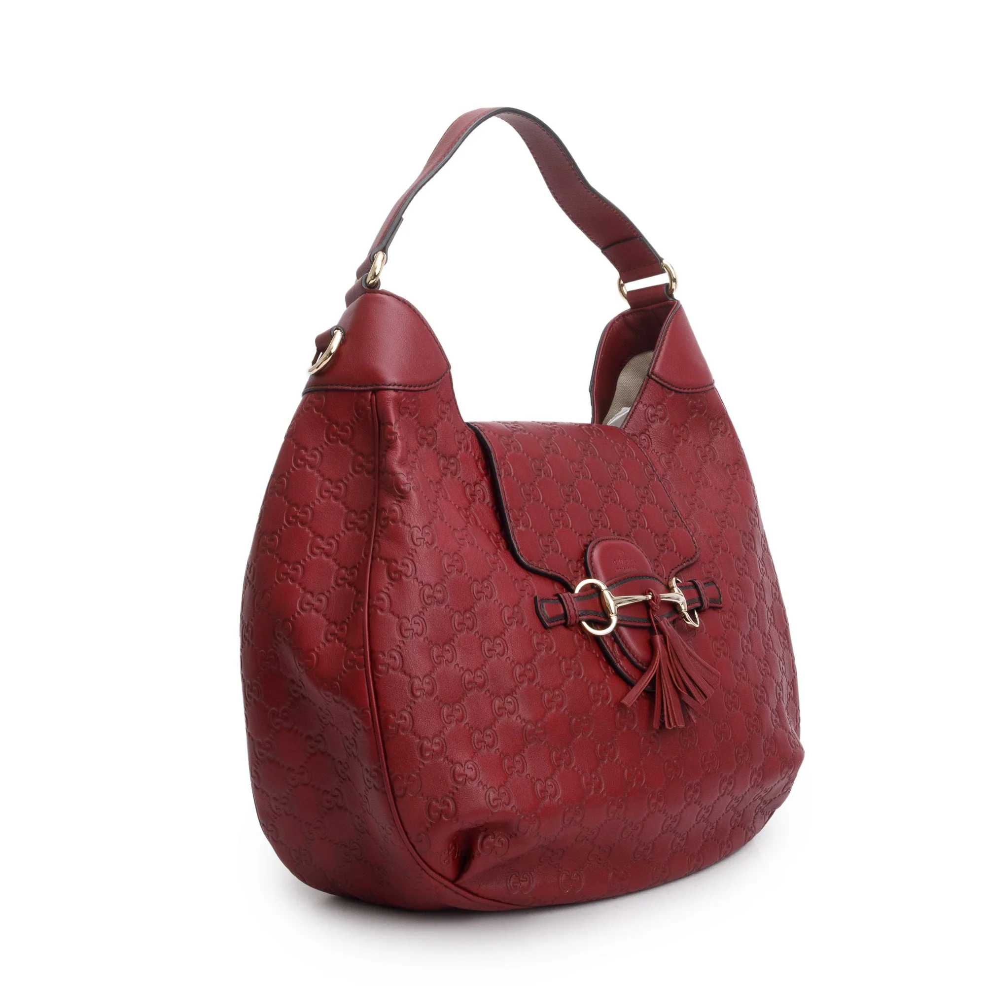 Gucci Red Guccissima Leather Medium Emily Chain Hobo Bag - Image 4