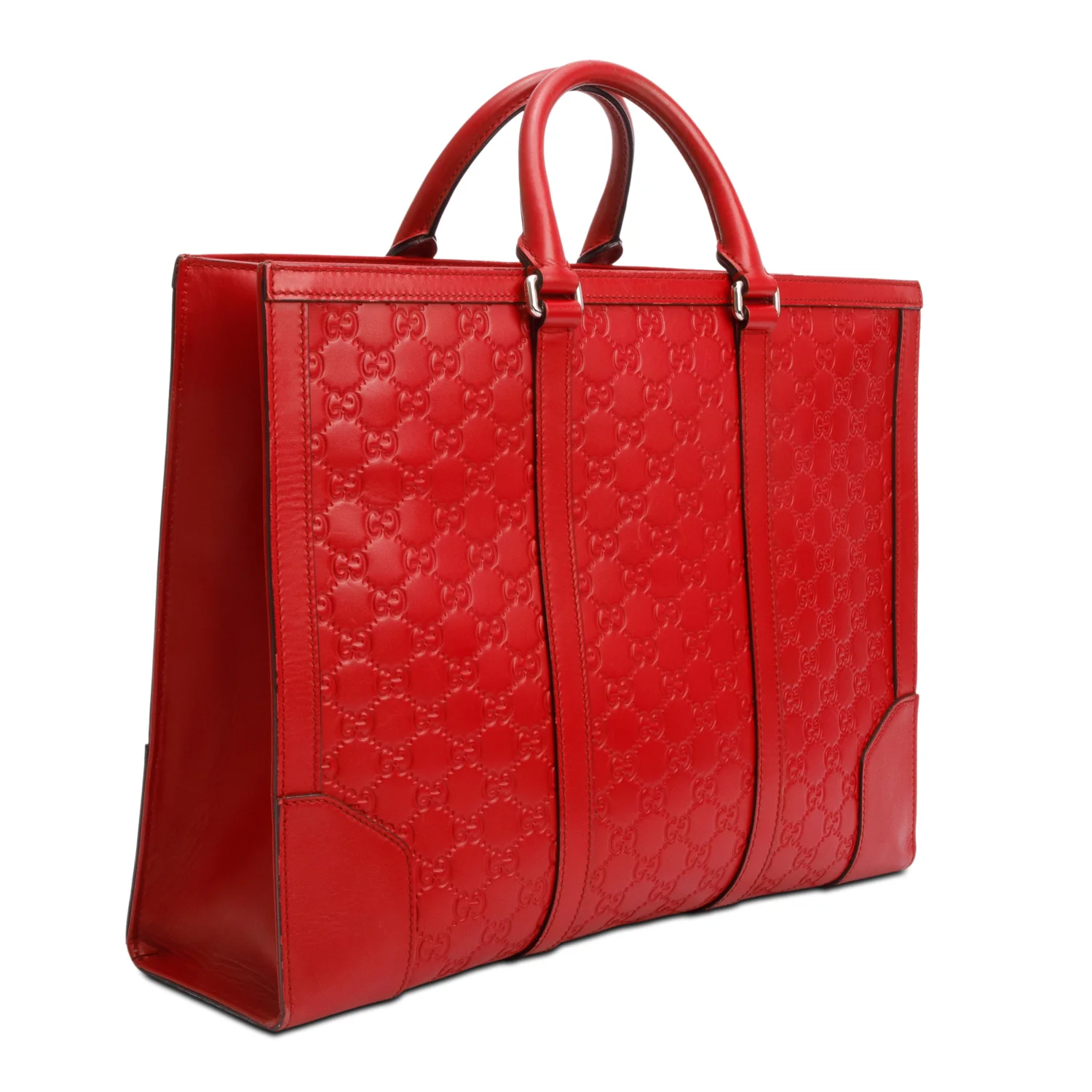 Gucci Red Guccissima Leather Signature Large Convertible Top Handle Tote - Image 6