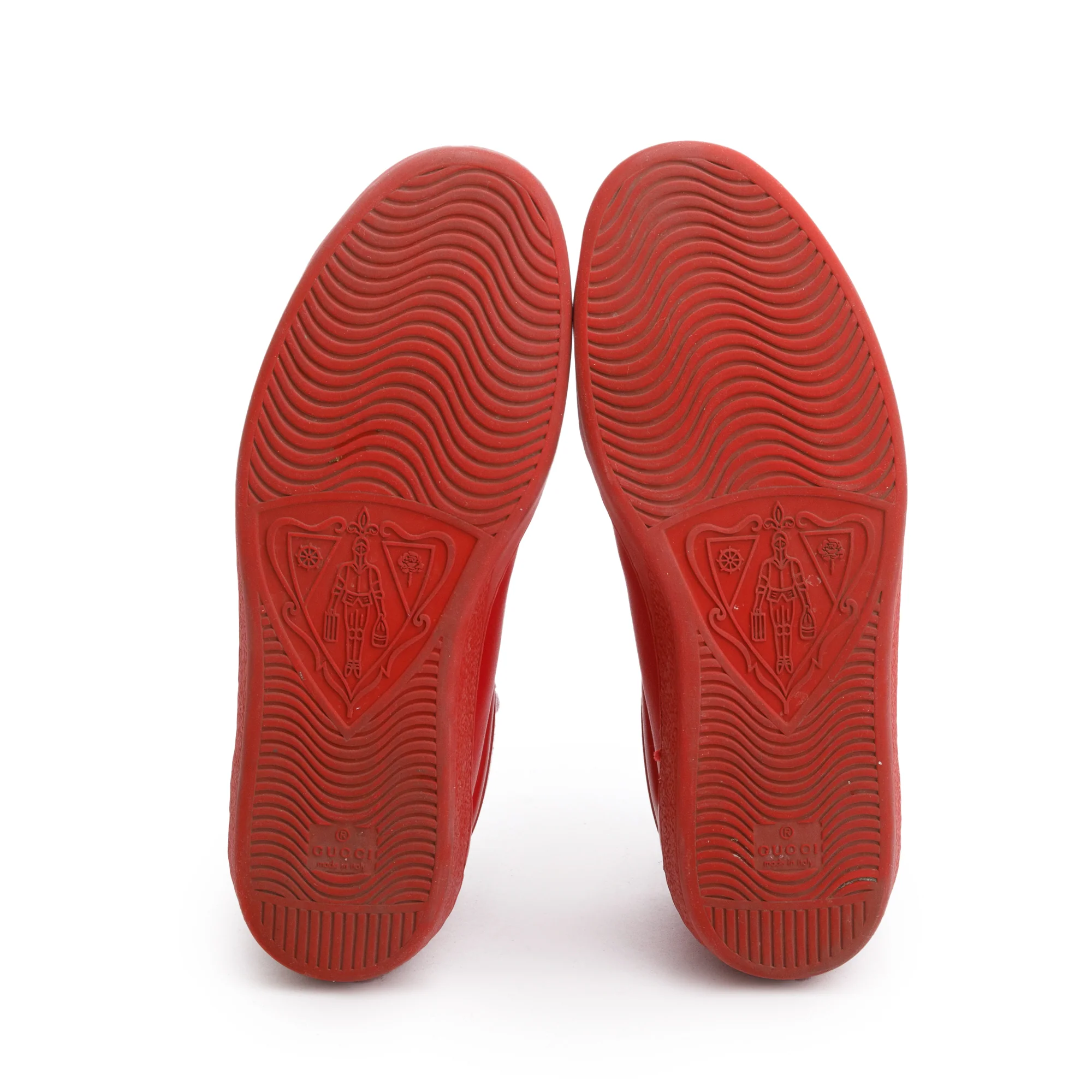 Gucci Red Leather Interlocking G Ace High-Top Sneakers, Size 9.5 - Image 6