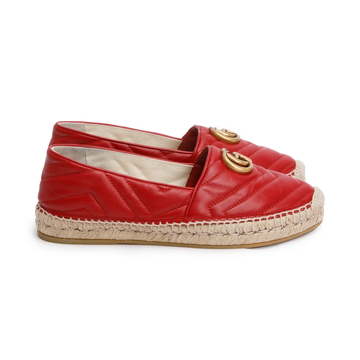 Gucci Red Matelasse Nappa Leather GG Marmont Espadrille, Size 39 w/ Box - Image 3