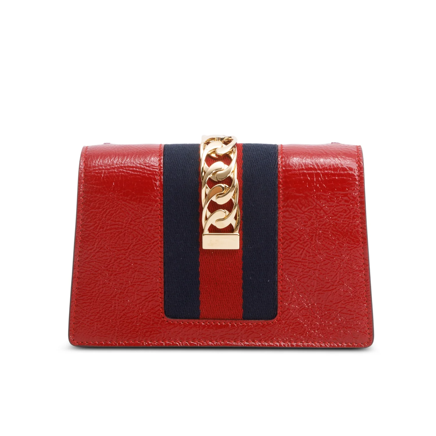 Gucci Red Patent Embroidered Super Mini Sylvie Chain Shoulder Bag w/ Box - Image 6