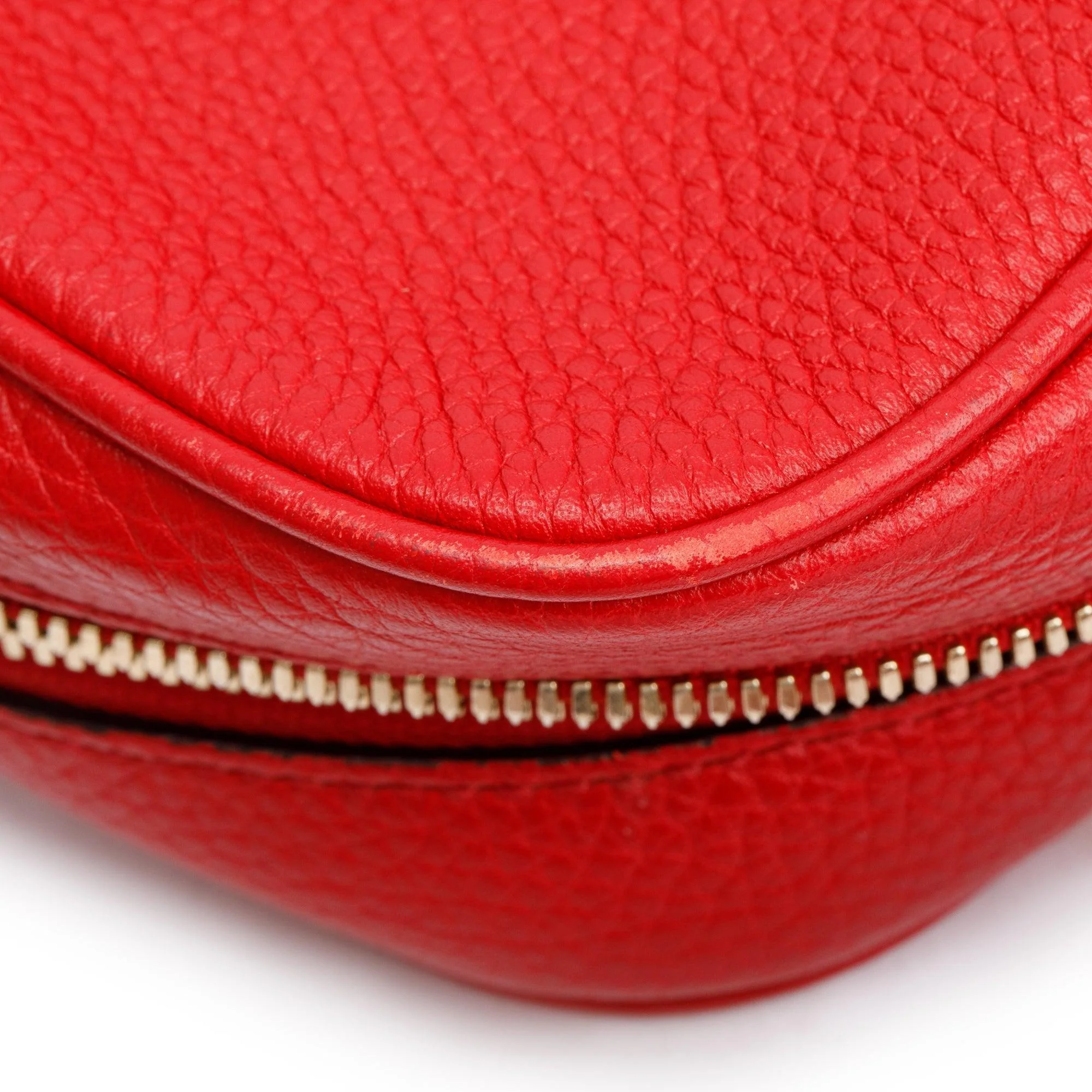 Gucci Red Pebbled Calfskin Leather Small Soho Disco Bag - Image 12
