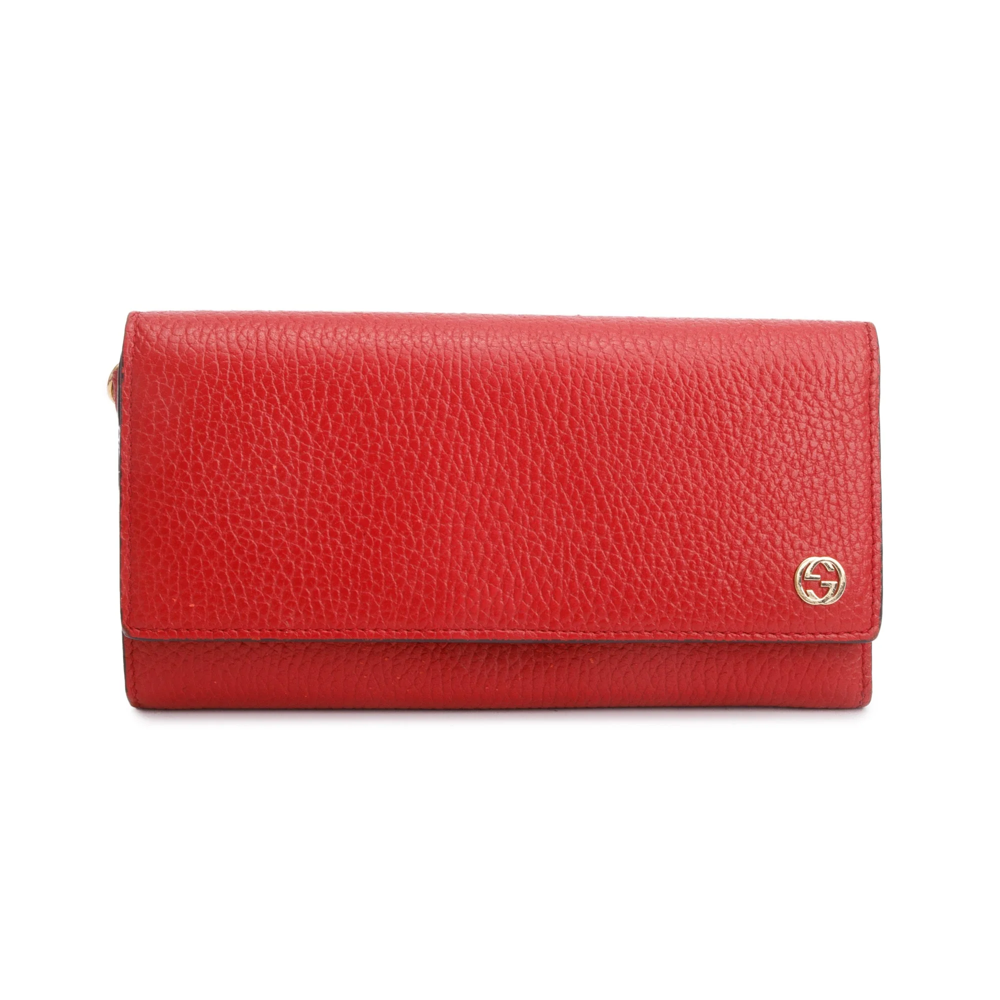 Gucci Red Pebbled Leather Interlocking G Continental Wallet on Chain w/ Box - Image 4