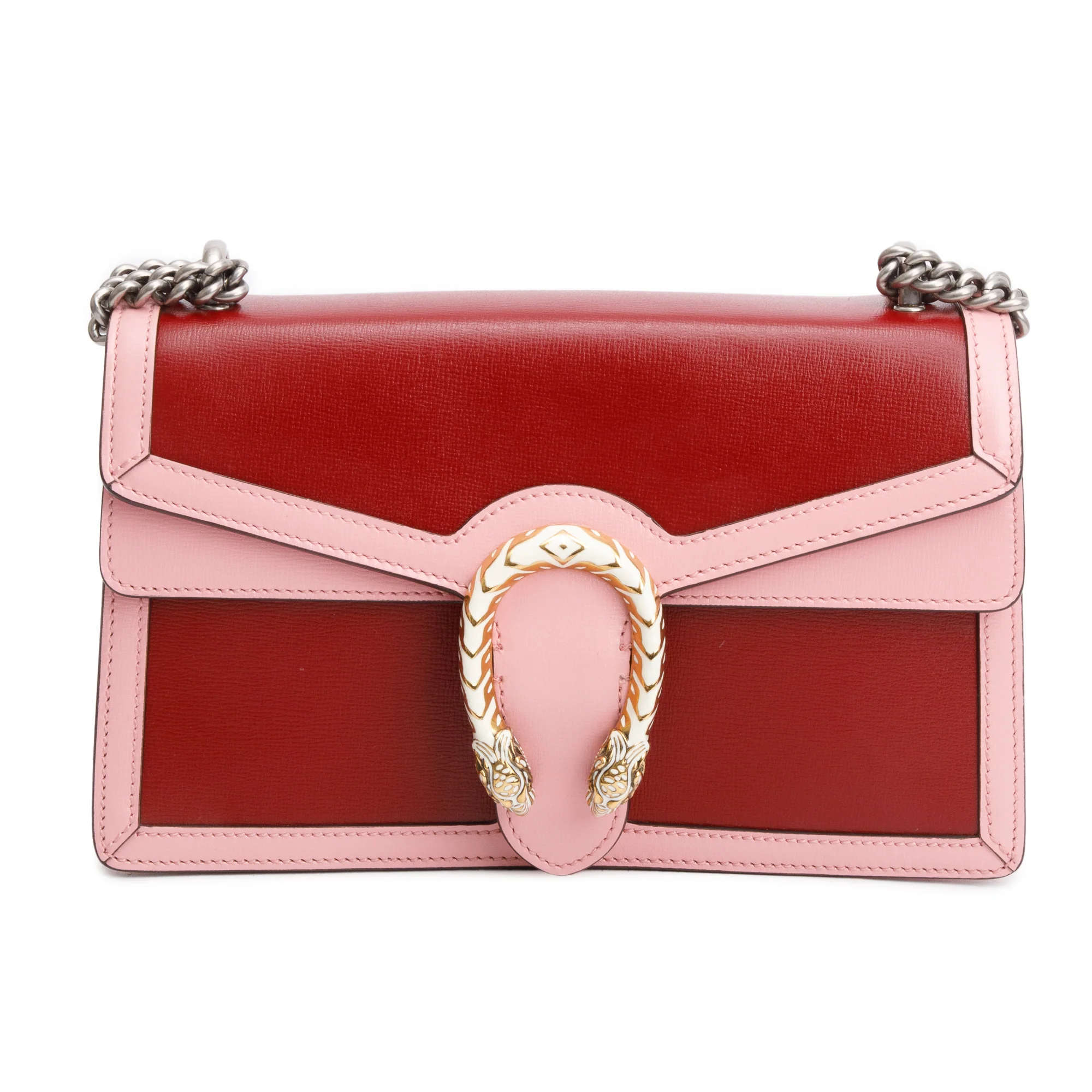 Gucci Red/Pink Bicolor Calfskin Leather Small Dionysus Shoulder Bag - Image 2