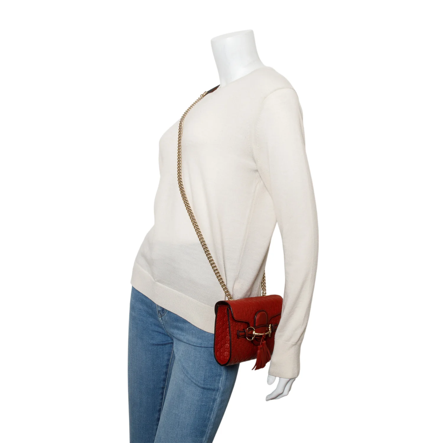 Gucci Red Soft Microguccissima Mini Emily Chain Shoulder Bag - Image 9