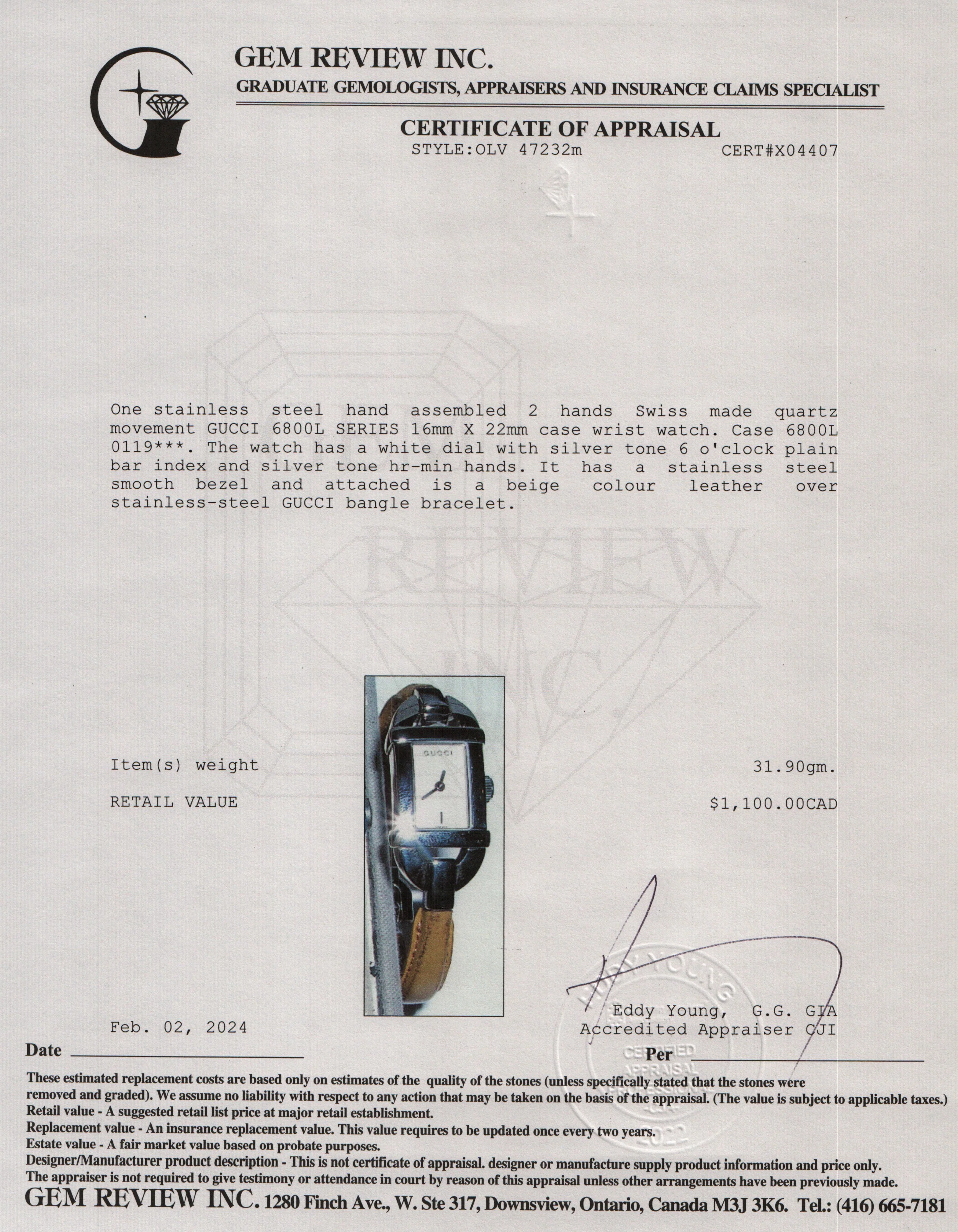 Gucci Stainless Steel 6800 Series 16 MM Watch - Image 6