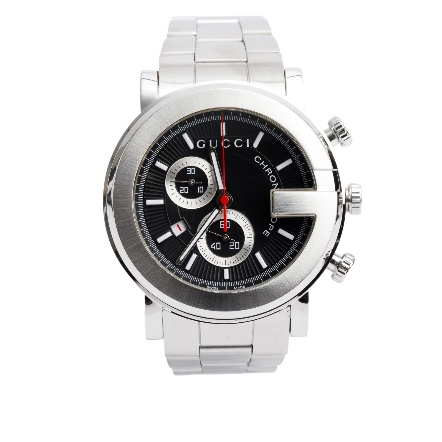 Gucci Stainless Steel G-Chrono 44 MM Watch Quartz Watch Black Dial YA101309 w/ Box & Papers