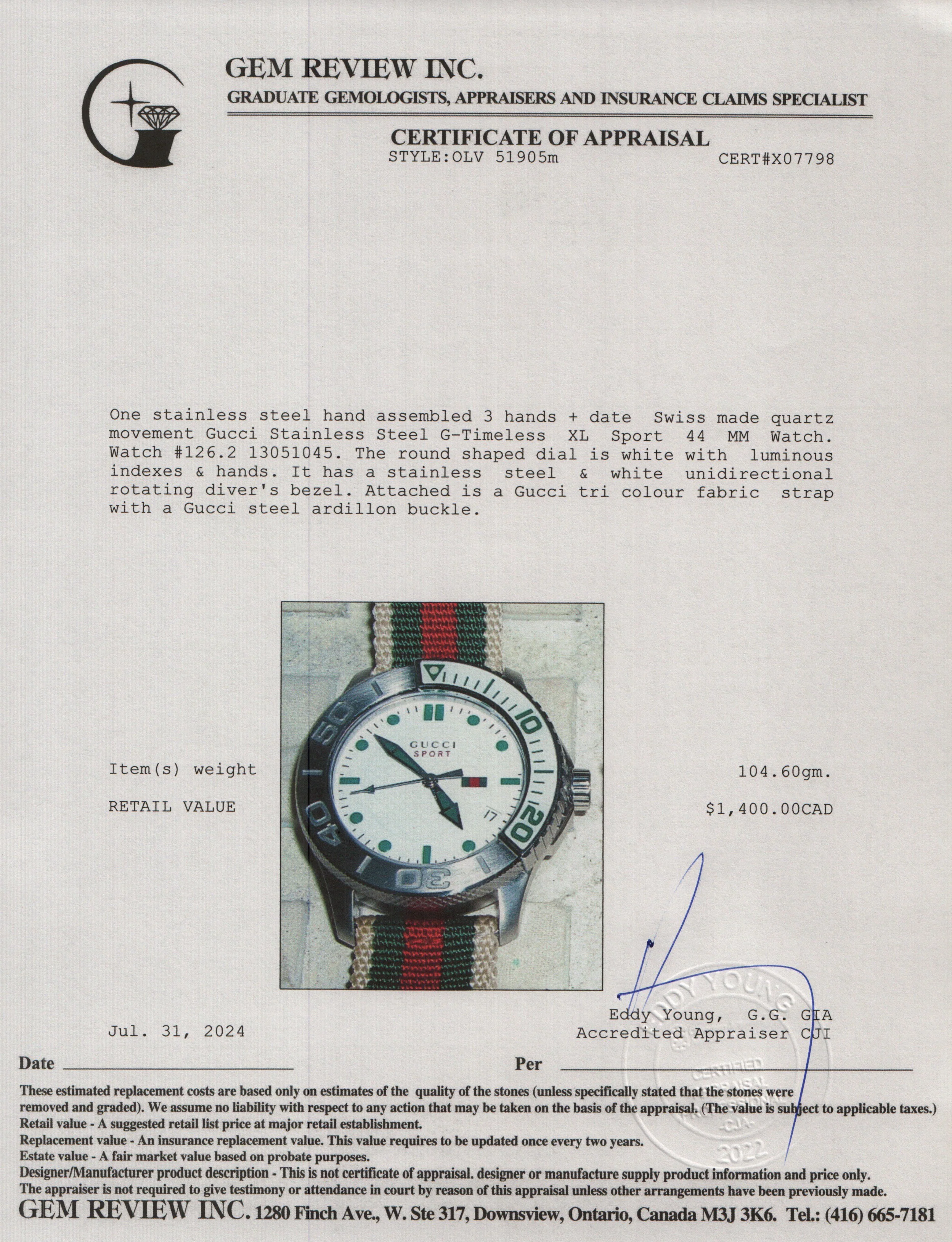 Gucci Stainless Steel G-Timeless XL Sport 44 MM Watch - Image 5