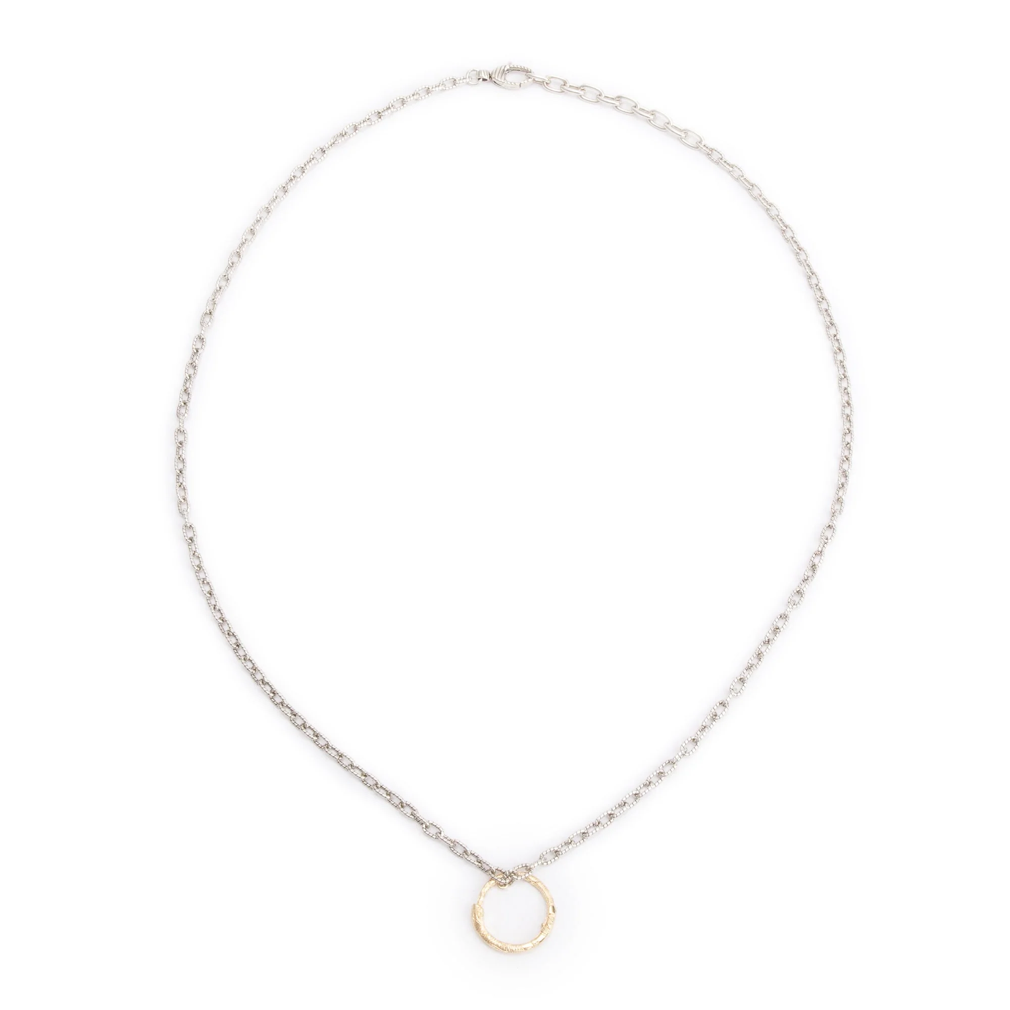 Gucci Sterling Silver & 18k Yellow Gold Snake Ring Pendant Necklace