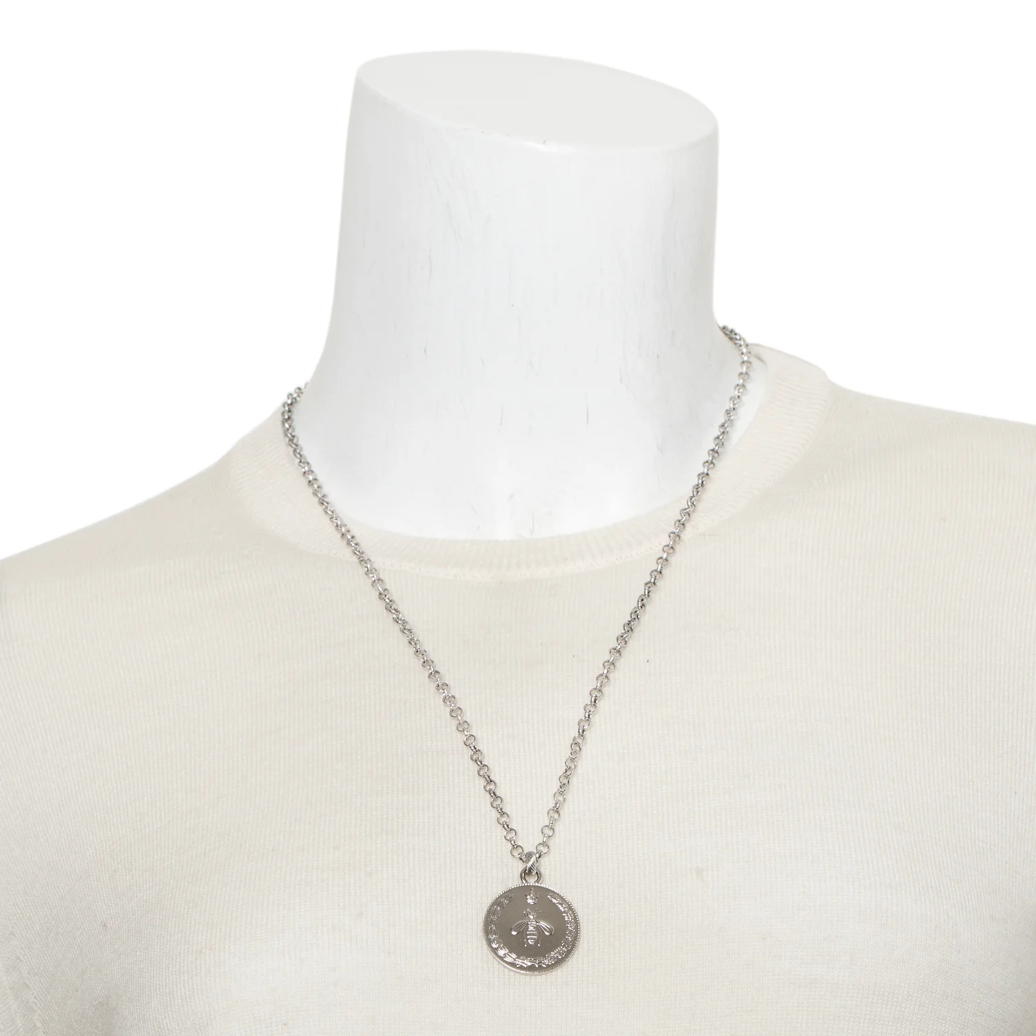 Gucci Sterling Silver Bee GG Coin Pendant Necklace - Image 2