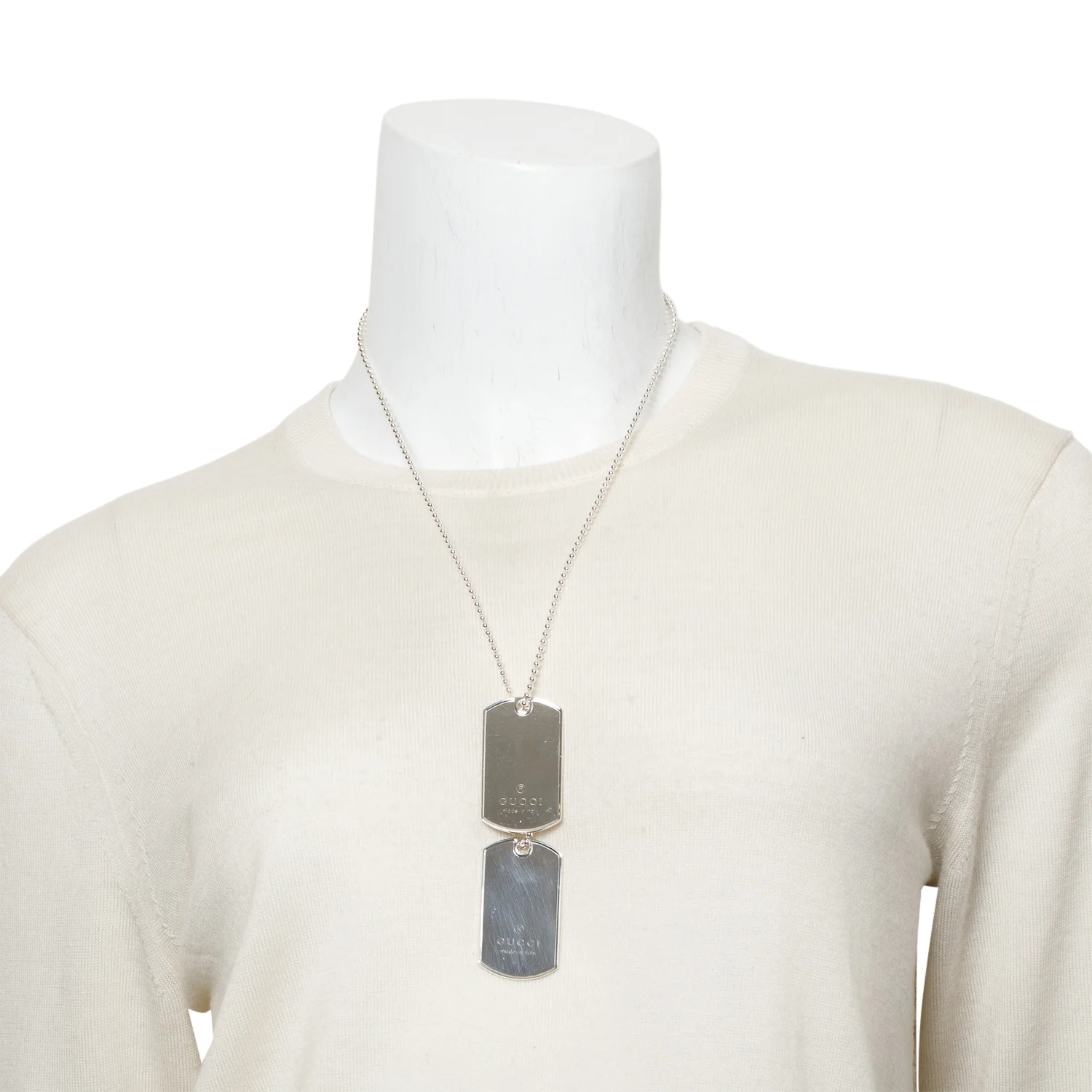Gucci Sterling Silver Double Dog Tag Pendant Necklace - Image 2