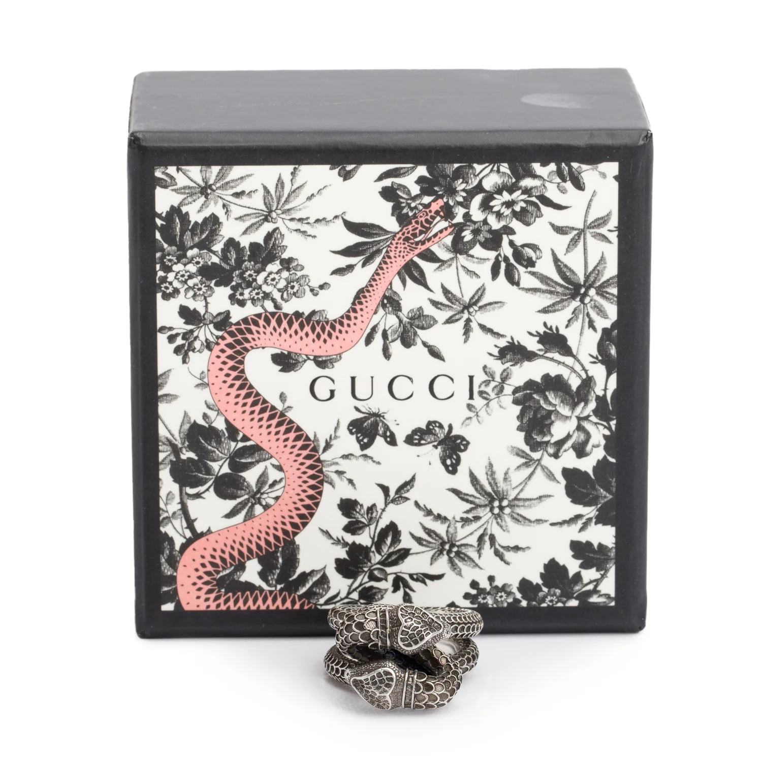 Gucci Sterling Silver Double Snake Head Ring, Size 17 8 w/ Box - Image 2