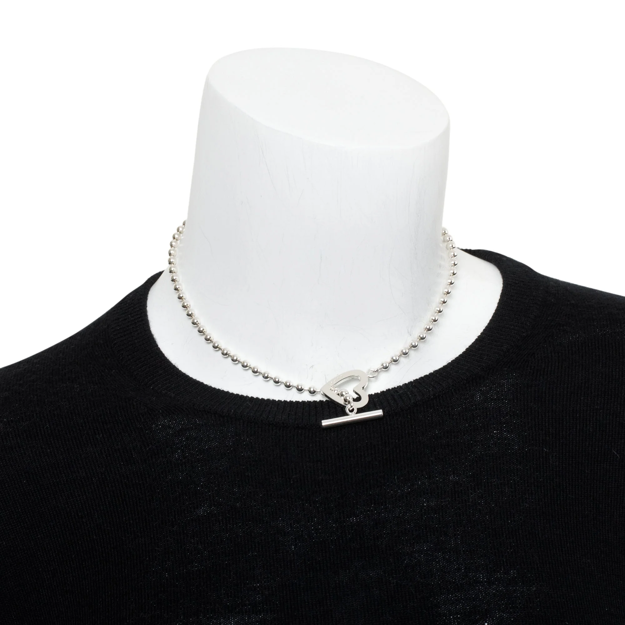 Gucci Sterling Silver Heart Toggle Bead Necklace - Image 2