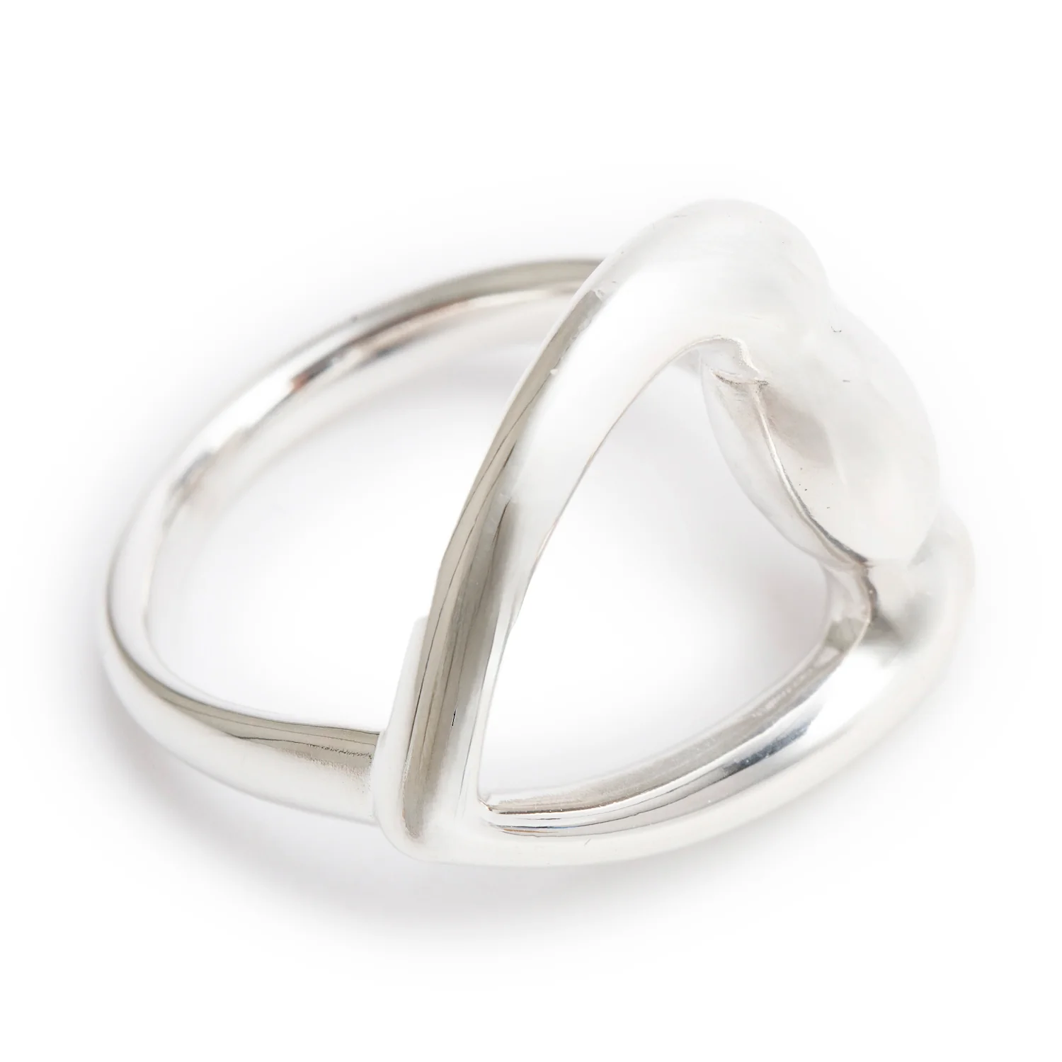 Gucci Sterling Silver Horsebit Heart Ring, Size 15 6.5 - Image 2
