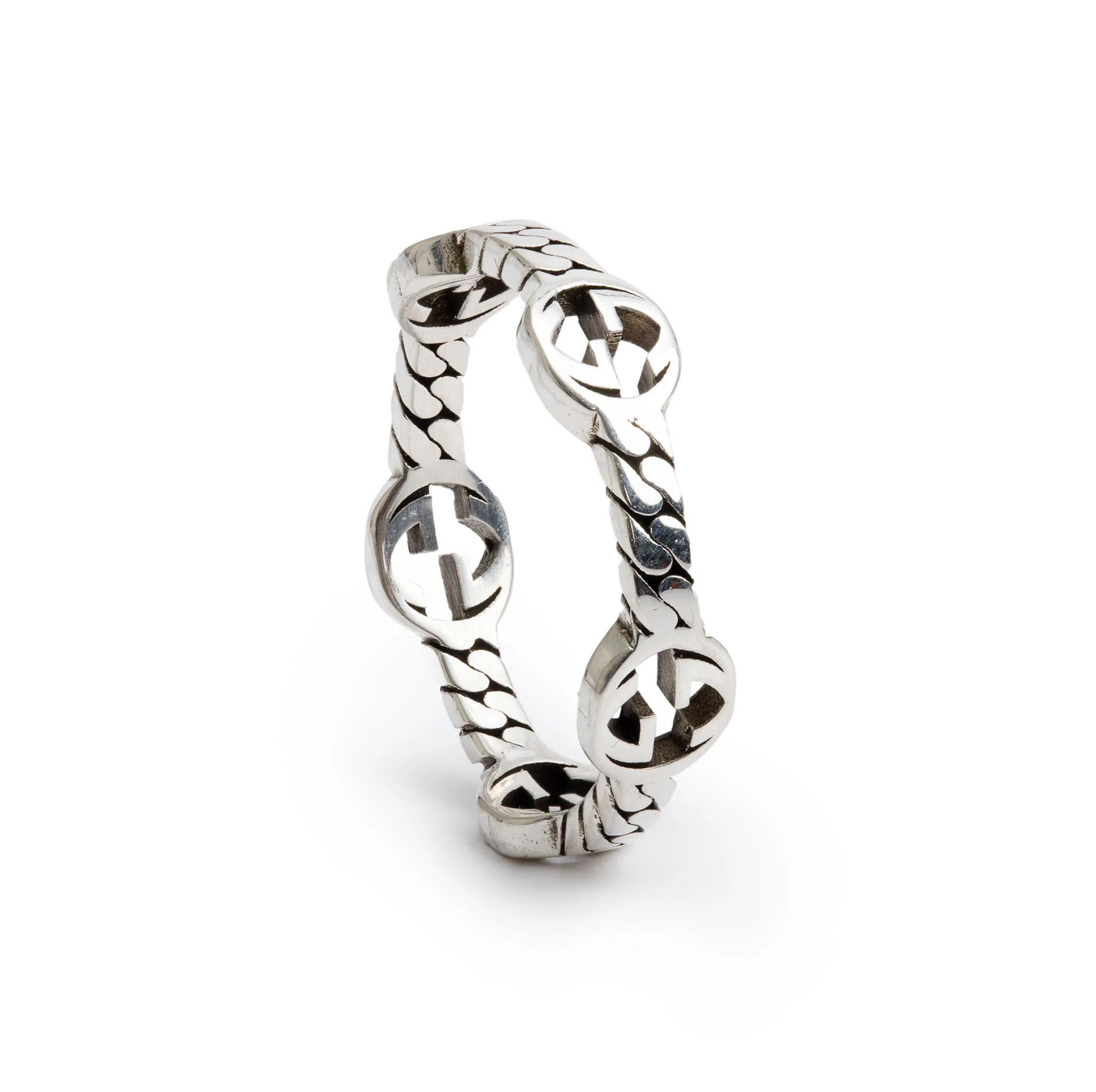 Gucci Sterling Silver Interlocking G Band Ring, Size 21 9.75 - Image 3
