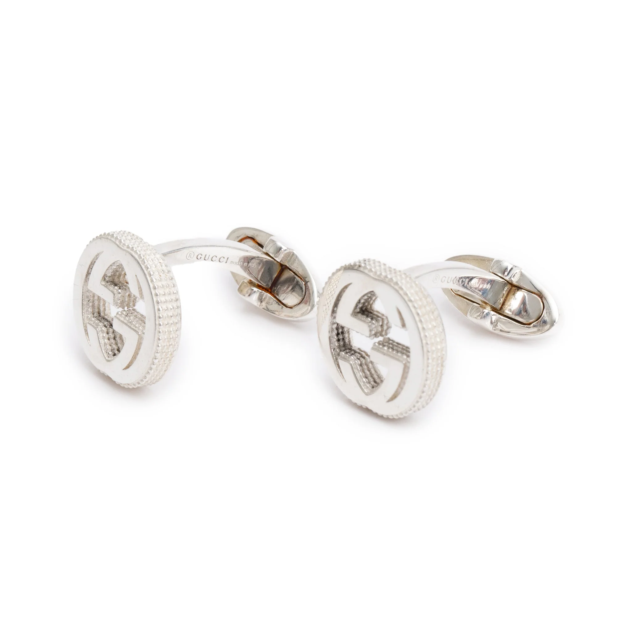 Gucci Sterling Silver Interlocking G Cufflinks w/ Box - Image 4