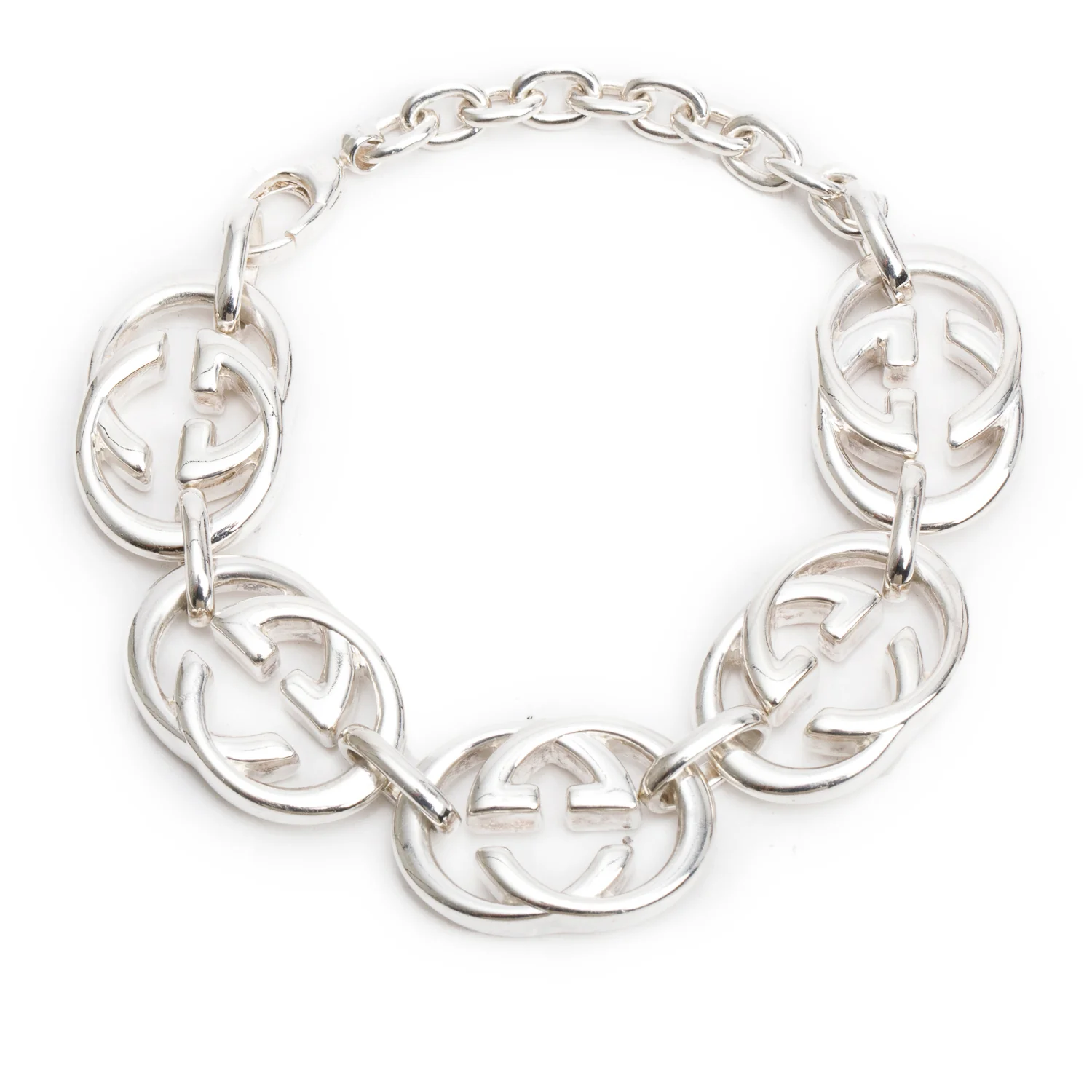 Gucci Sterling Silver Interlocking G Link Bracelet